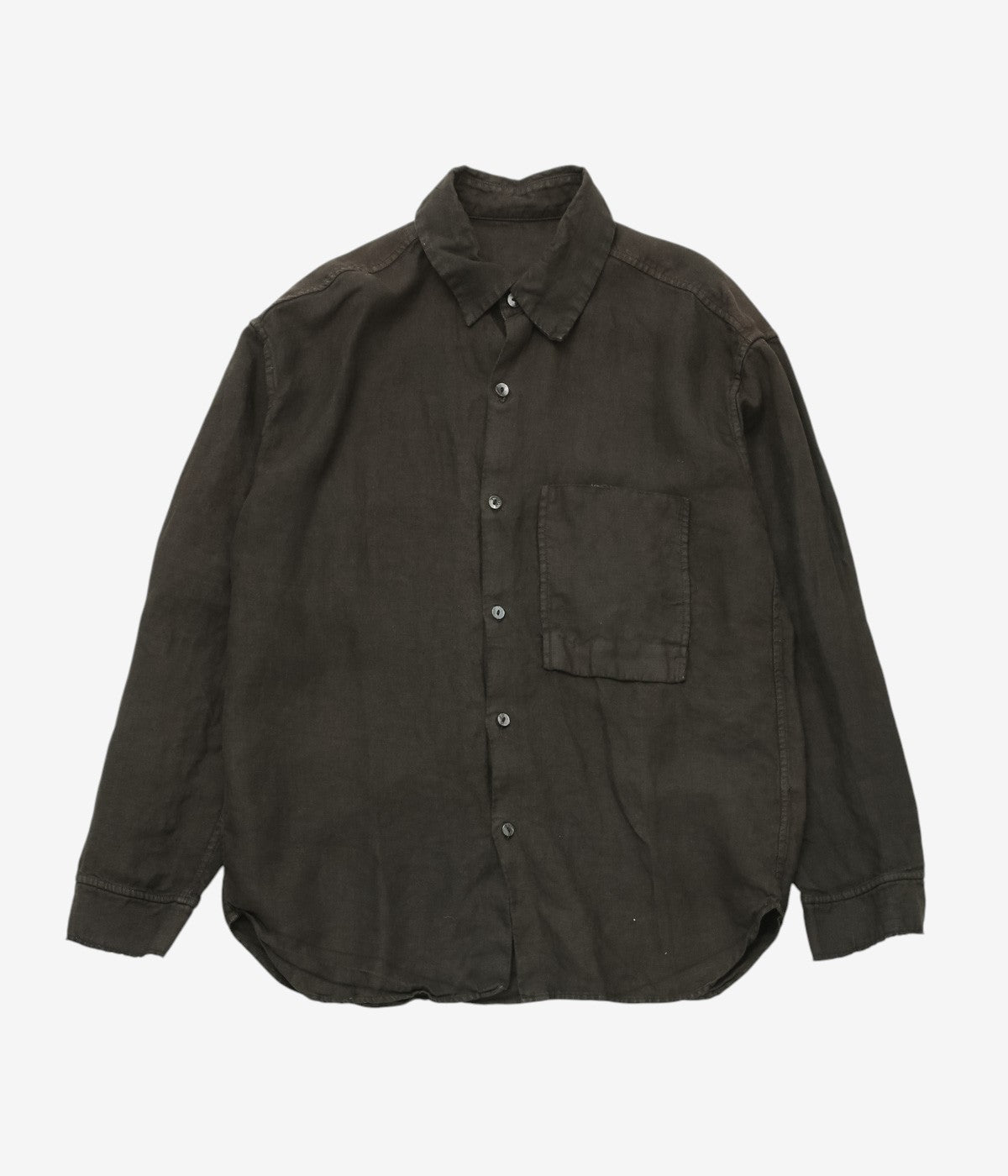 MONAD LONDON ''MYLES OVERSHIRT｜IRISH LINEN TWILL'' (HANDDYED DARK BROWN)