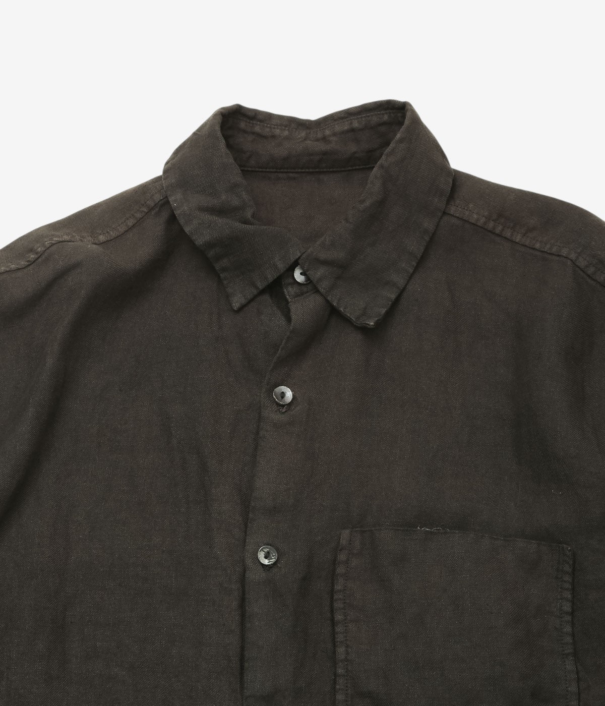 MONAD LONDON ''MYLES OVERSHIRT｜IRISH LINEN TWILL'' (HANDDYED DARK BROWN)