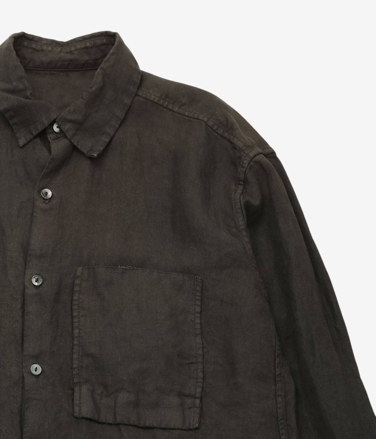 MONAD LONDON ''MYLES OVERSHIRT｜IRISH LINEN TWILL'' (HANDDYED DARK BROWN)