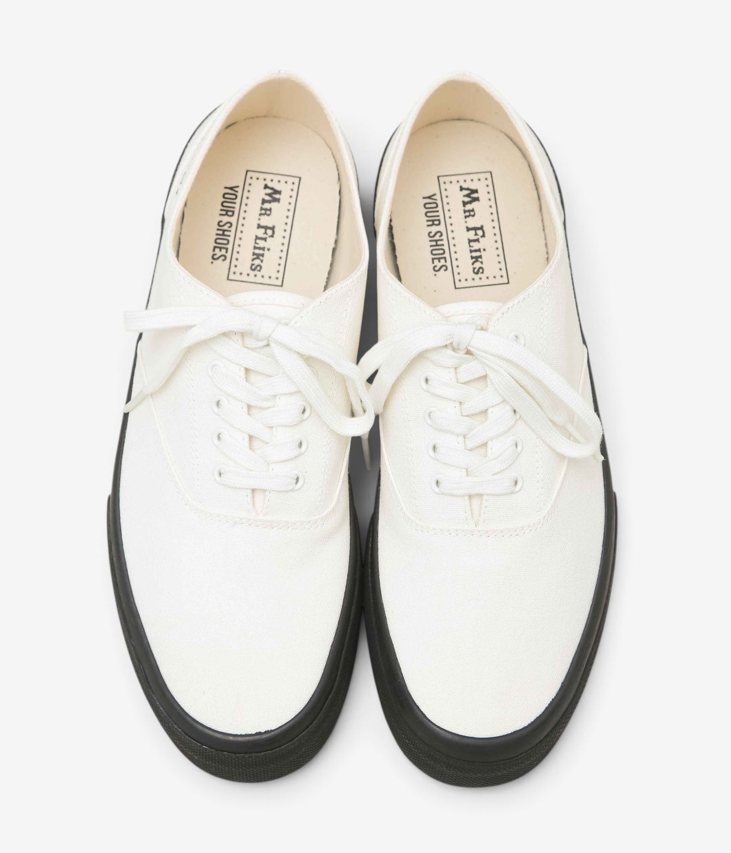 MR.FLIKS ''REDONDO CANVAS SNEAKERS'' (WHITE BLACK SOLE)