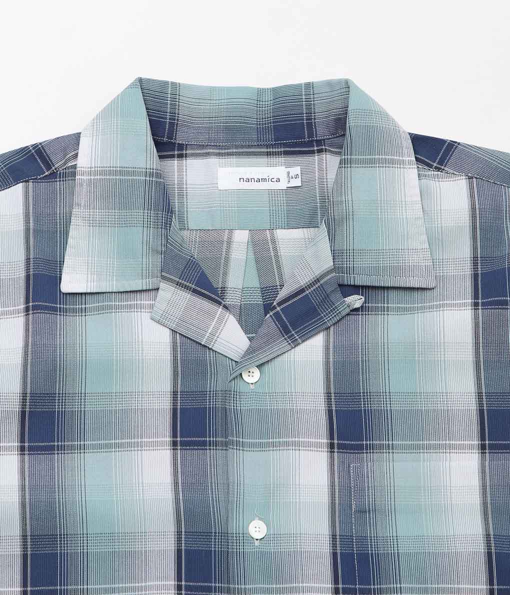 NANAMICA ''OPEN COLLAR PIQUE S/S SHIRT'' (NAVY MINT)