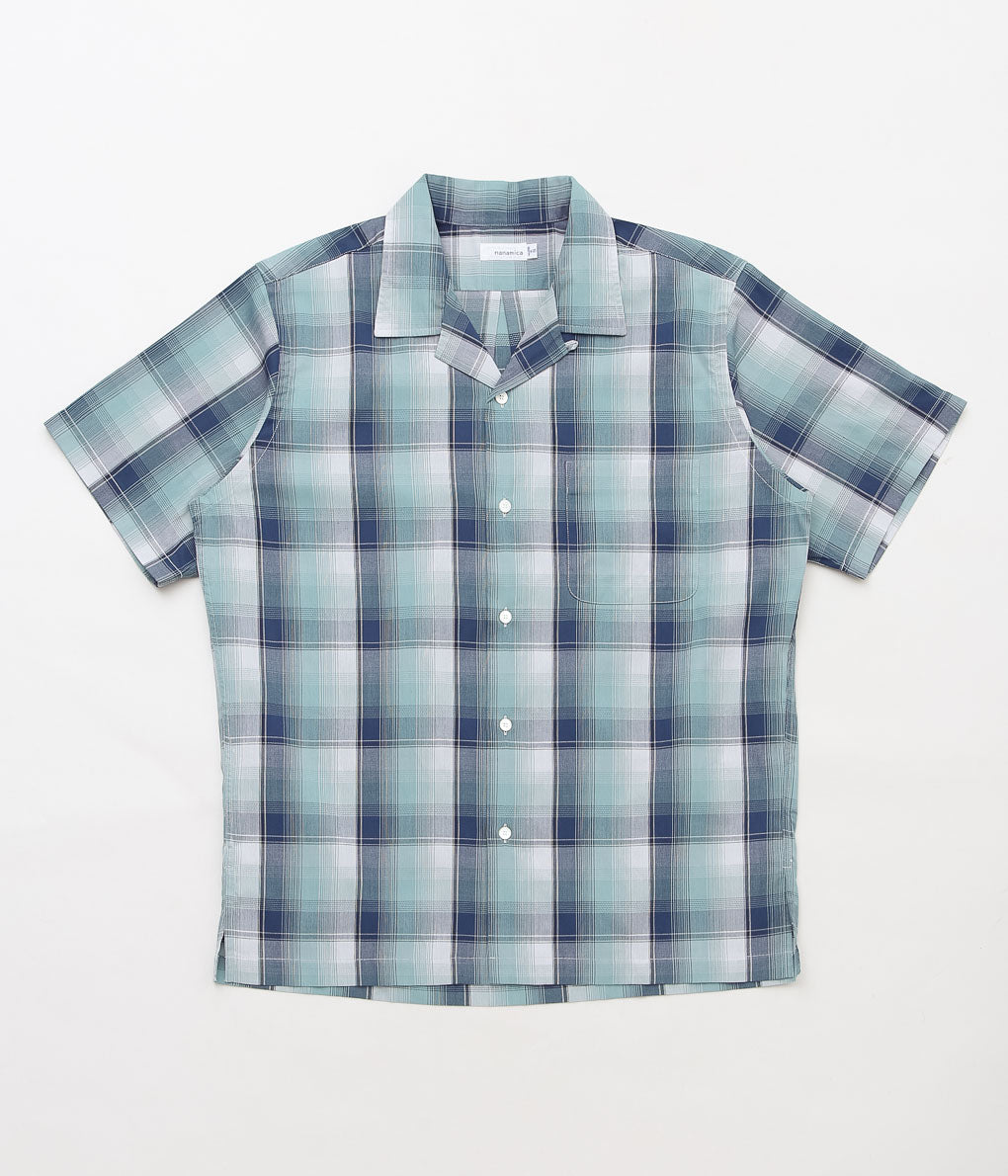 NANAMICA ''OPEN COLLAR PIQUE S/S SHIRT'' (NAVY MINT)