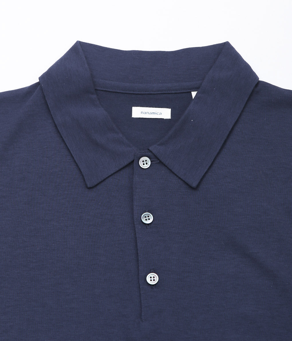 NANAMICA ''WOOL L/S POLO'' (NAVY)