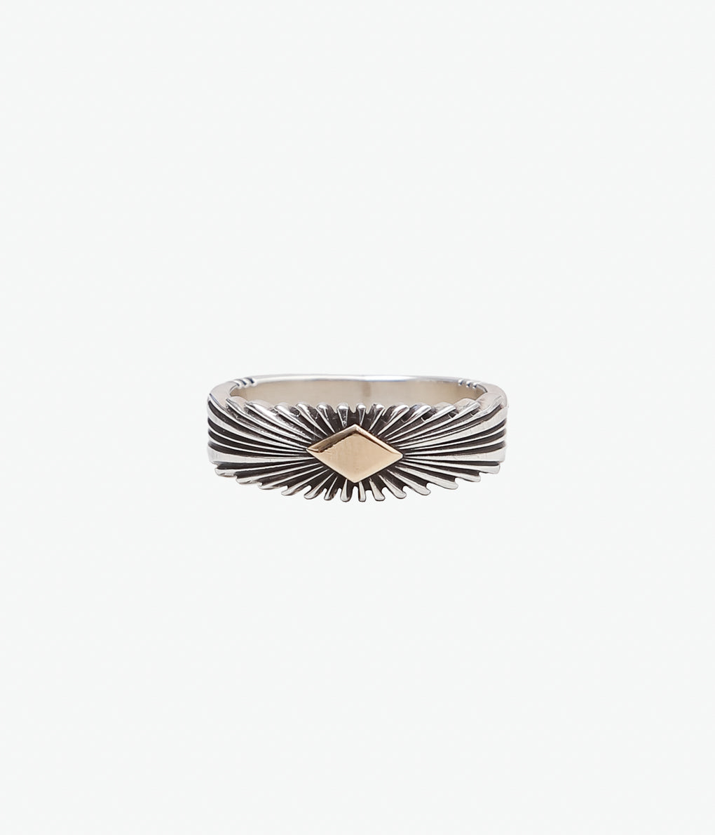 NATIVE AMERICAN JEWELRY ''PAT BEDONIE SUN BURST RING #16'' (SILVER)