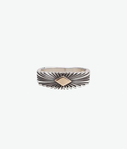 NATIVE AMERICAN JEWELRY ''PAT BEDONIE SUN BURST RING #16'' (SILVER)