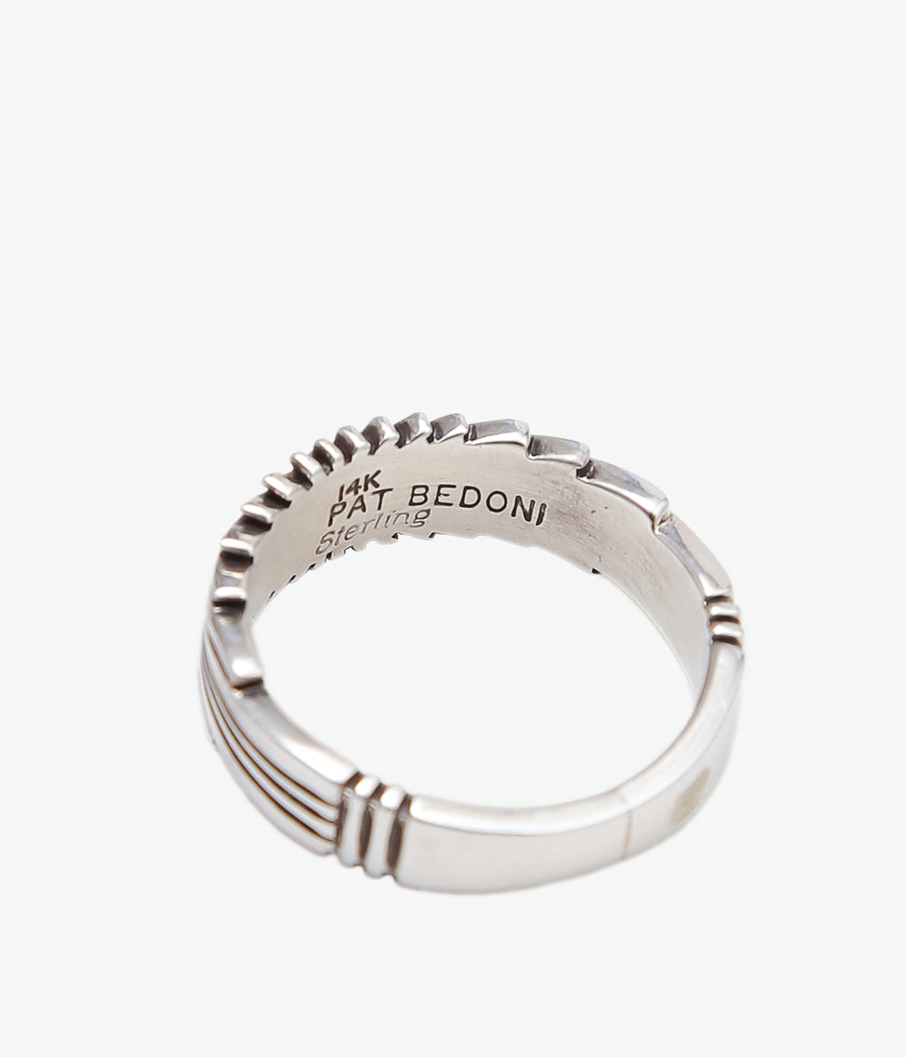 NATIVE AMERICAN JEWELRY ''PAT BEDONIE SUN BURST RING #16'' (SILVER)