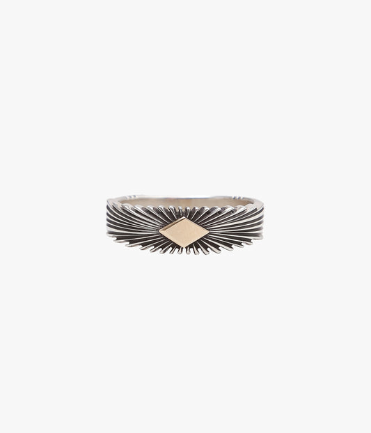 NATIVE AMERICAN JEWELRY ''PAT BEDONIE SUN BURST RING #22.5'' (SILVER)
