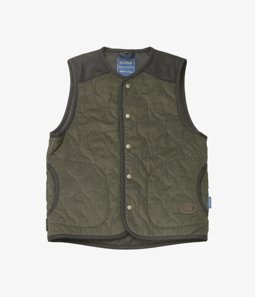 NICHOLAS DALEY ''LAVENHAM RIOT GILET'' (OLIVE CORDUROY)