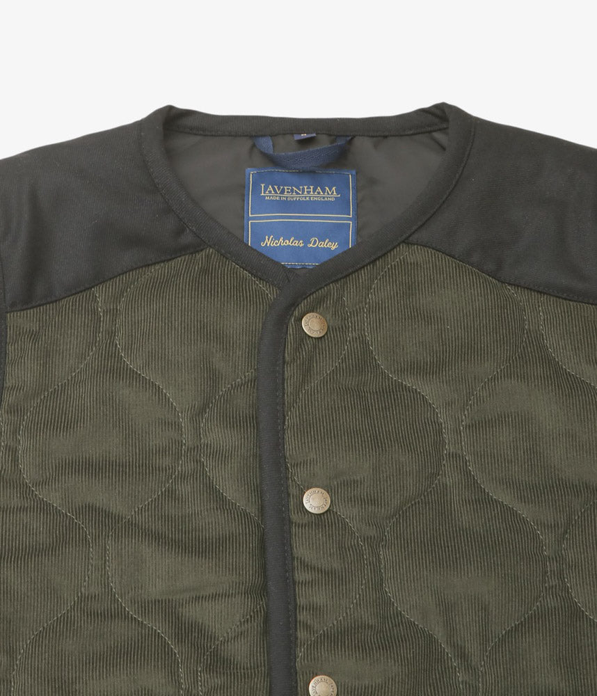 NICHOLAS DALEY ''LAVENHAM RIOT GILET'' (OLIVE CORDUROY)