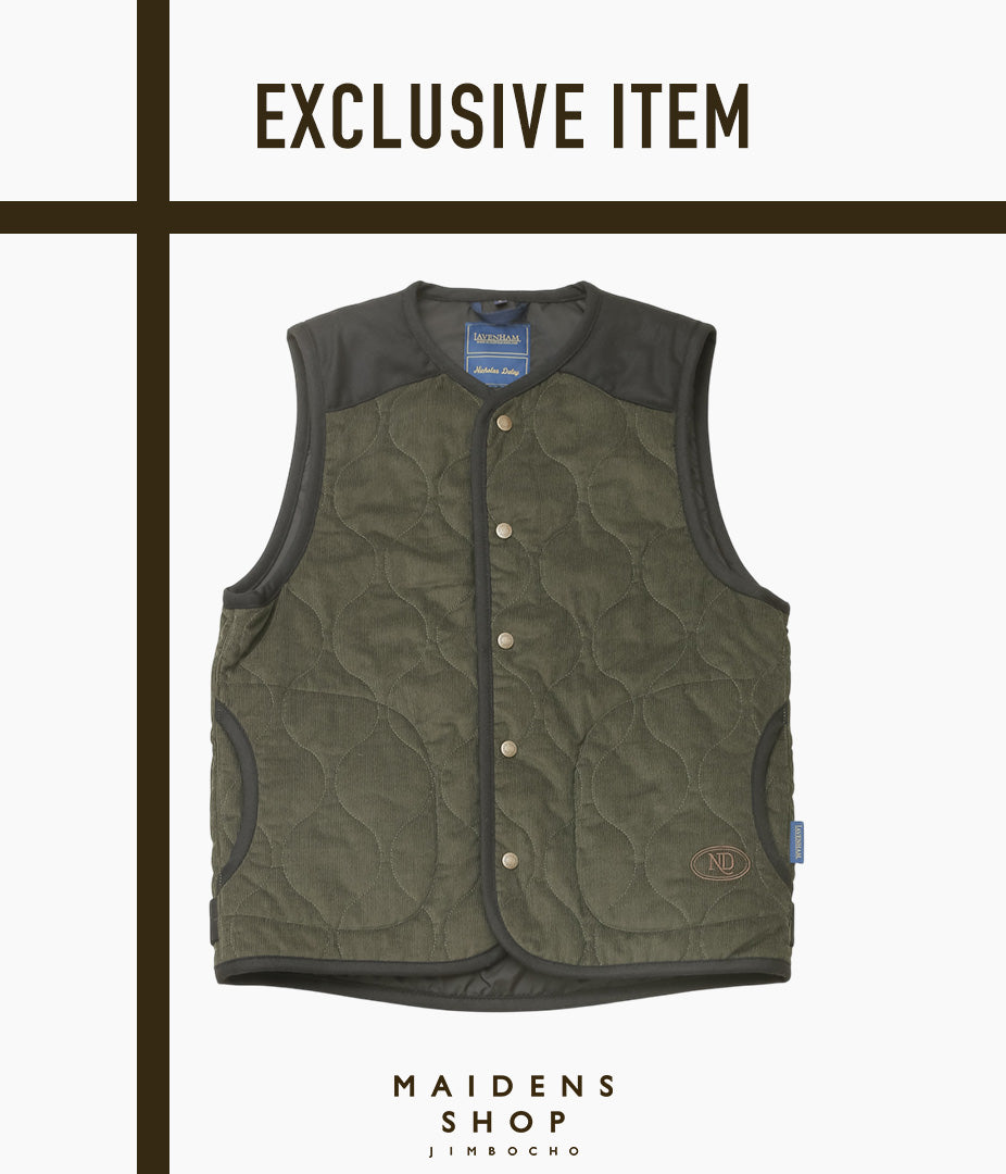 NICHOLAS DALEY ''LAVENHAM RIOT GILET'' (OLIVE CORDUROY)