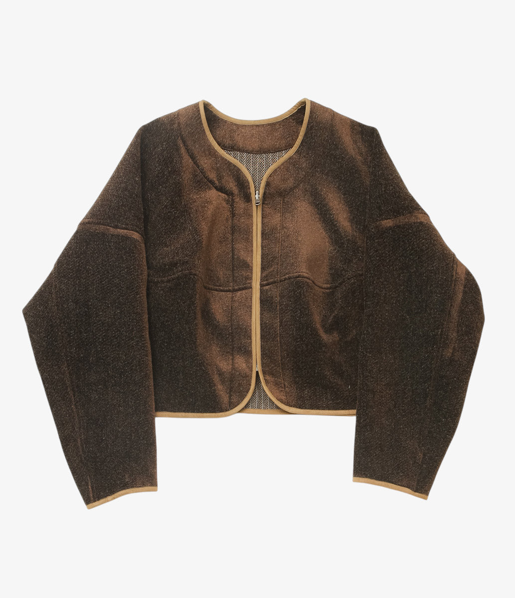 NOMAT ''CIRCLE BLOUSON / NEEDLE WOOL'' (BROWN)