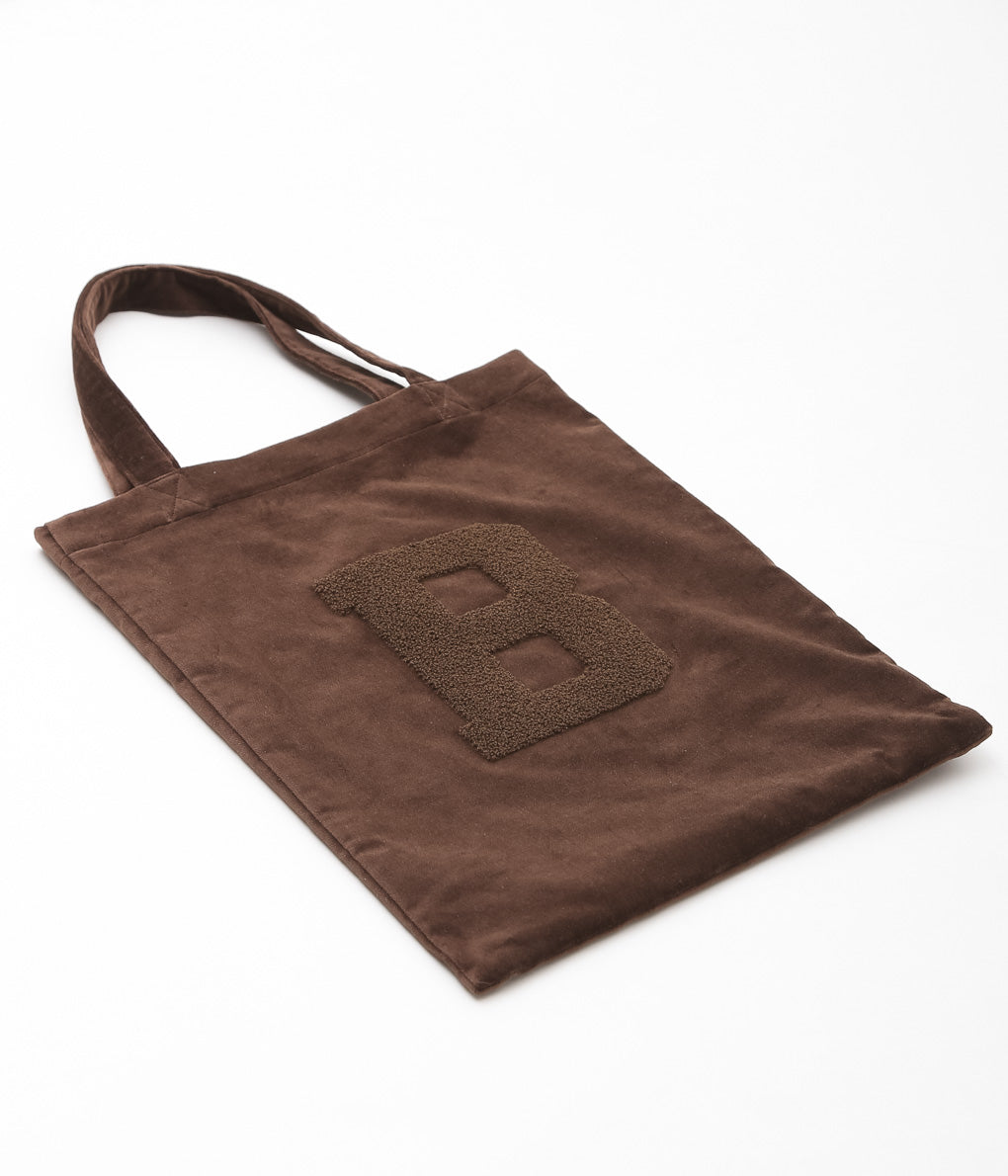 OLDMAN'S TAILOR ''BB VELVET LETTERED TOTE BAG'' (BROWN)