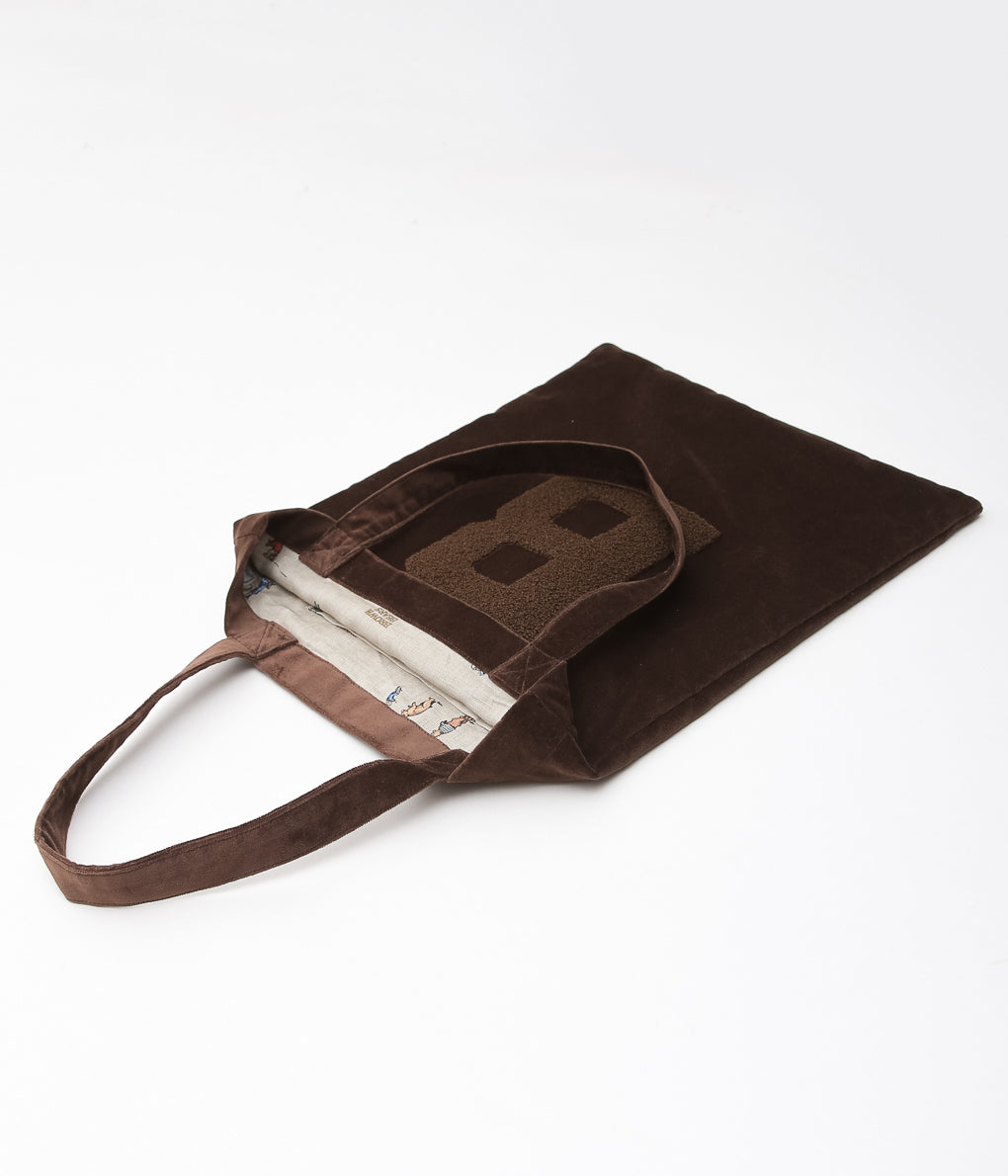 OLDMAN'S TAILOR ''BB VELVET LETTERED TOTE BAG'' (BROWN)