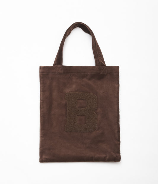 OLDMAN 'S TAILOR 'BB VELVET LETTERED TOTE BAG'(BROWN)