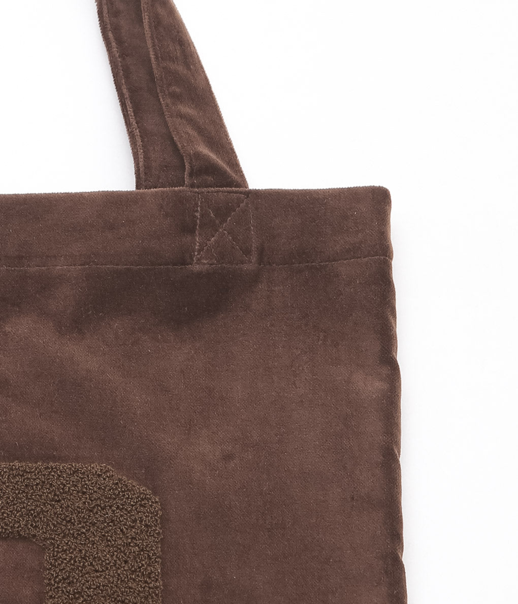 OLDMAN'S TAILOR ''BB VELVET LETTERED TOTE BAG'' (BROWN)