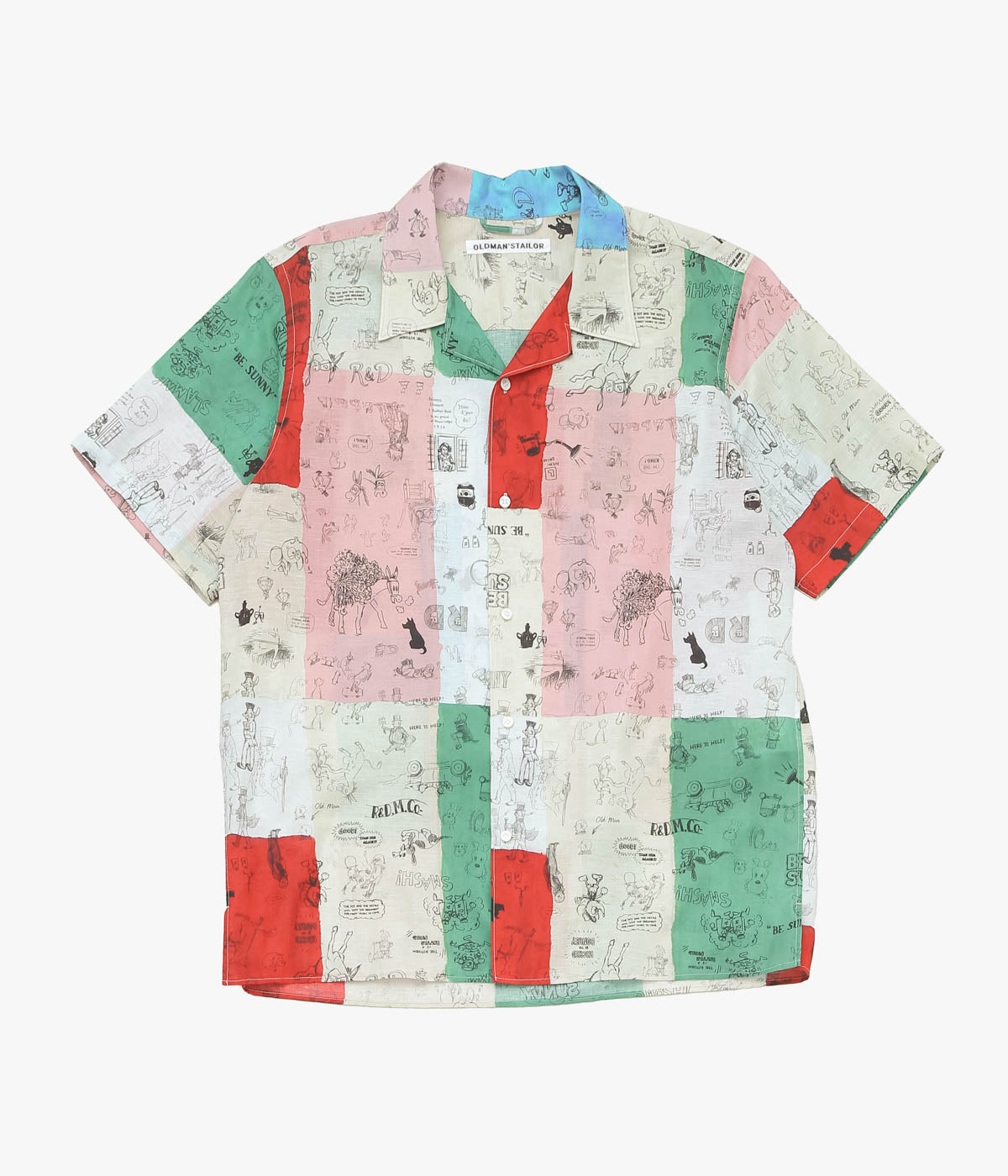OLDMAN'S TAILOR ''MOSAIC GRAFFITI OPEN COLLAR SHIRT'' (MULTI)