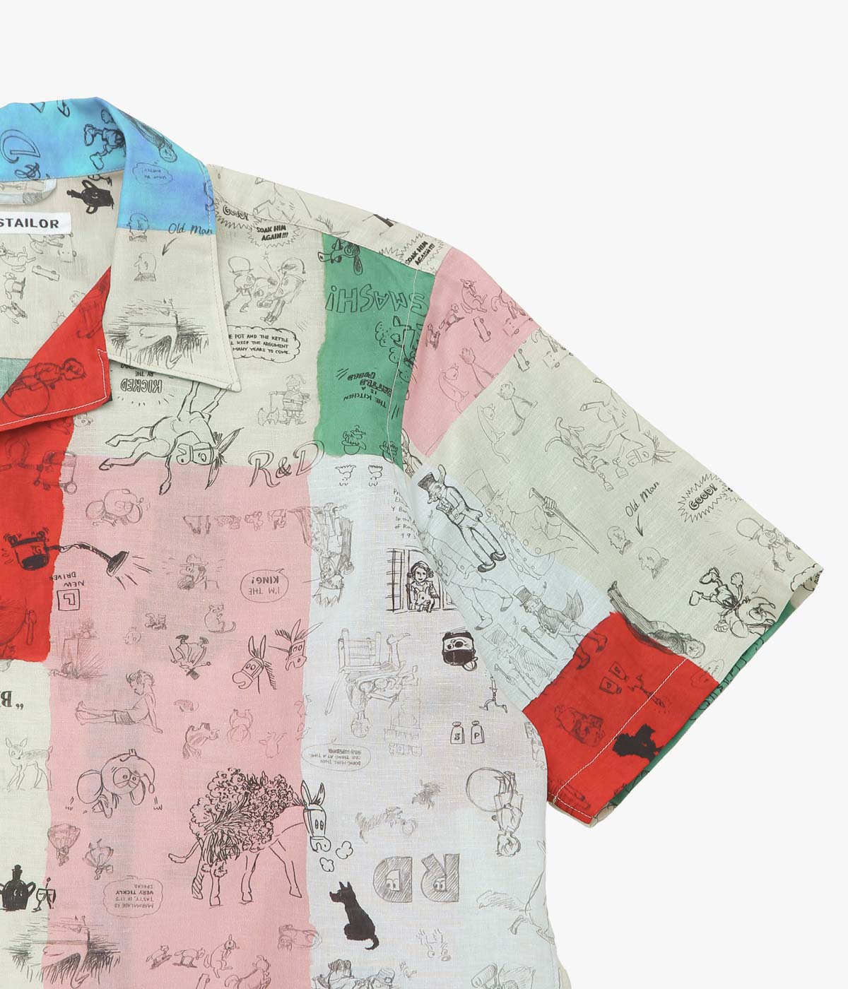 OLDMAN'S TAILOR ''MOSAIC GRAFFITI OPEN COLLAR SHIRT'' (MULTI)