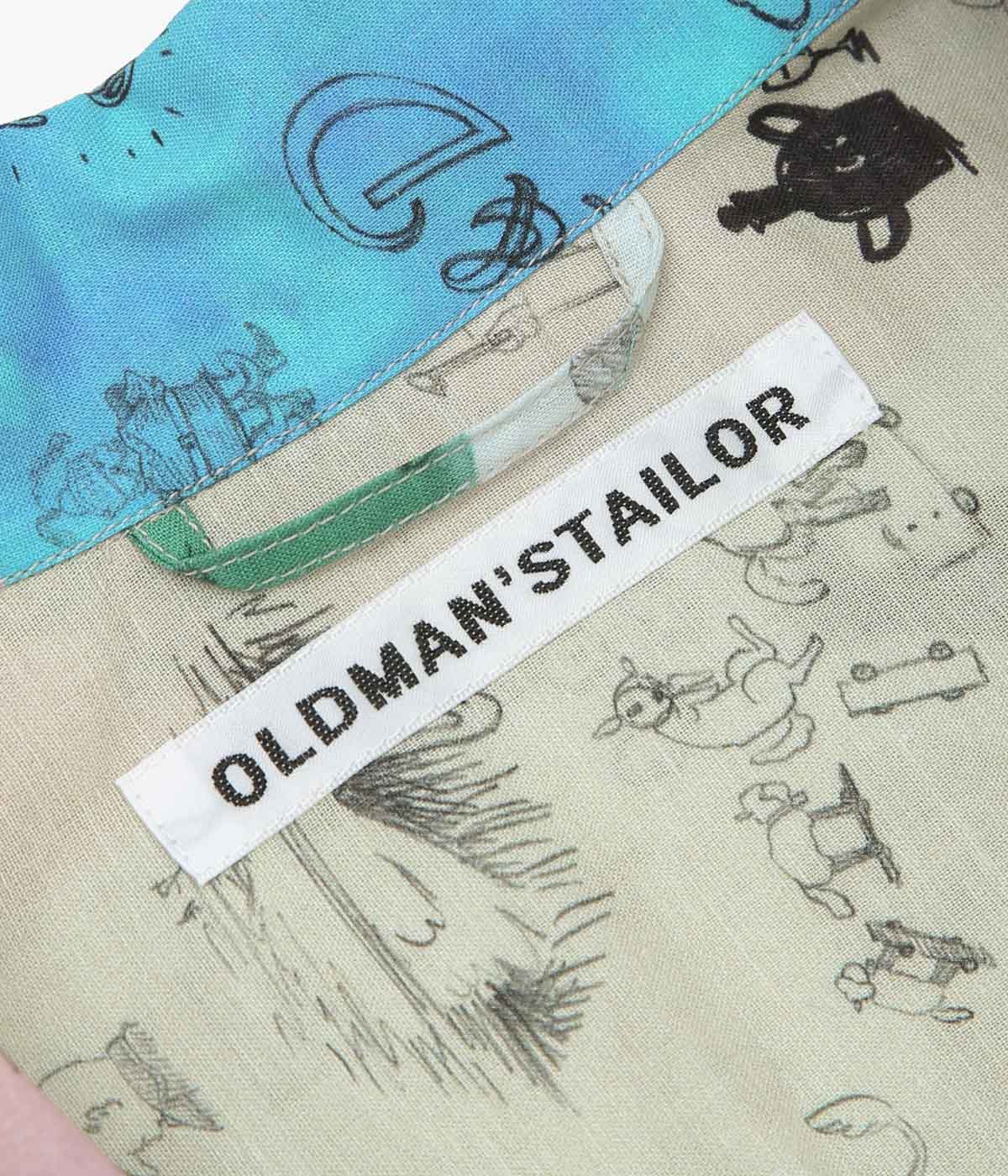 OLDMAN'S TAILOR ''MOSAIC GRAFFITI OPEN COLLAR SHIRT'' (MULTI)