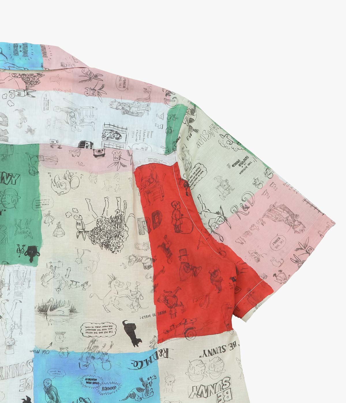 OLDMAN'S TAILOR ''MOSAIC GRAFFITI OPEN COLLAR SHIRT'' (MULTI)