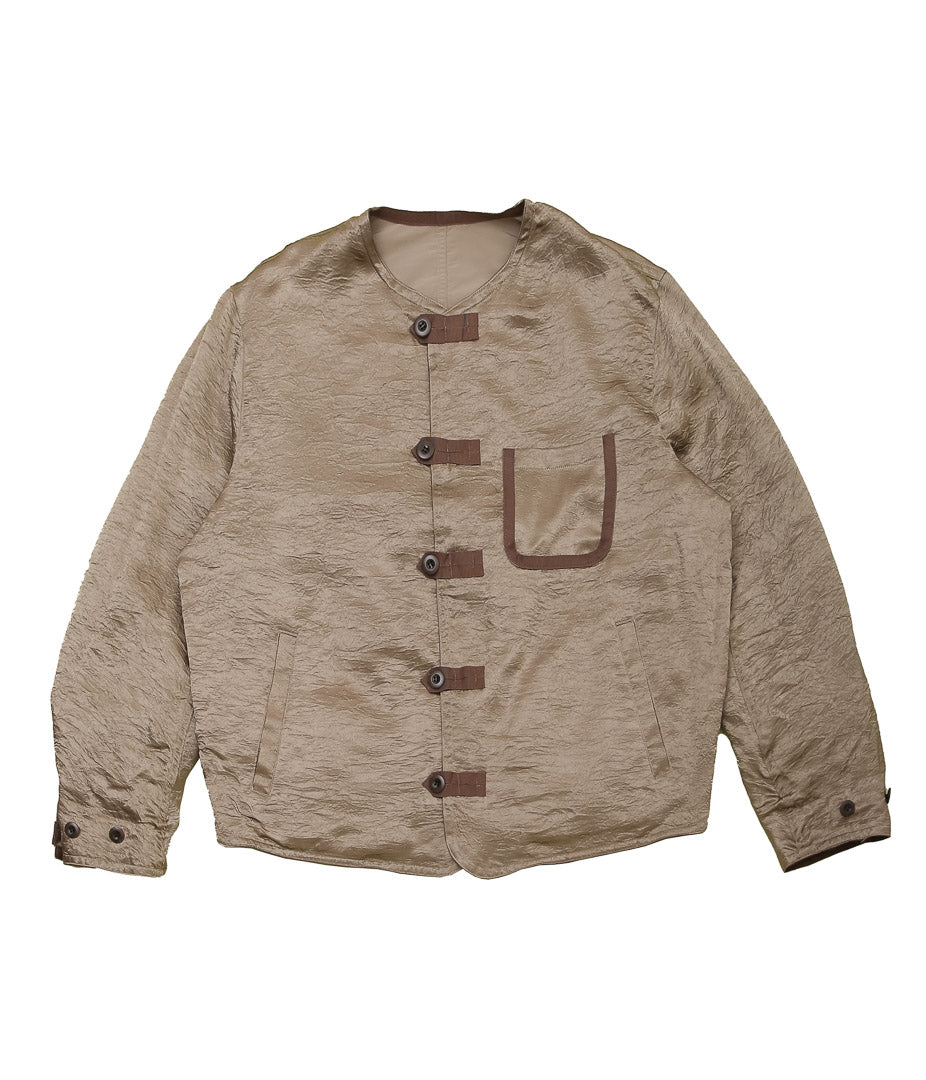 drakes ドレイクス　リネンカバーオール　Sサイズ OLDMAN'S TAILOR ''NO COLLAR R-L BLOUSON'' (BEIGE) – THE