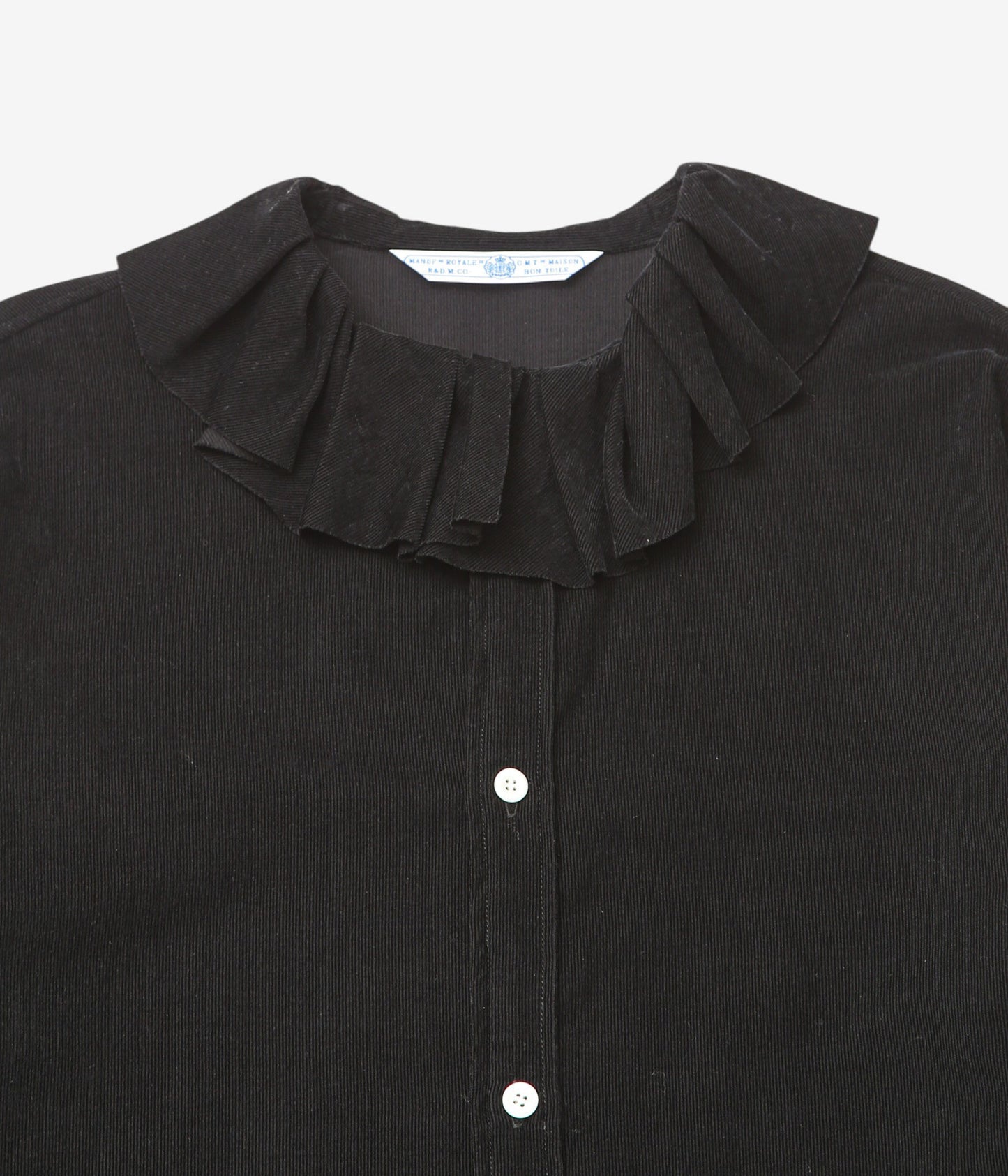 OLDMAN'S TAILOR ''C/RY シャツコール RUFFLE COLLAR BLOUSE'' (BLACK)