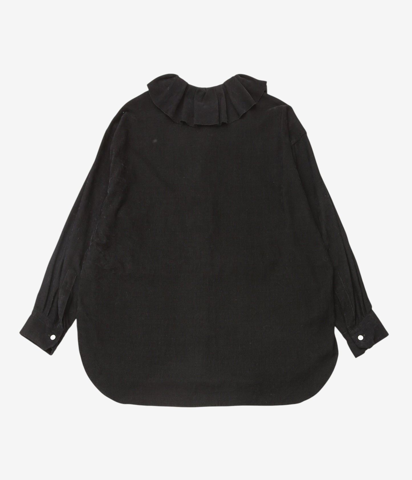 OLDMAN'S TAILOR ''C/RY シャツコール RUFFLE COLLAR BLOUSE'' (BLACK)