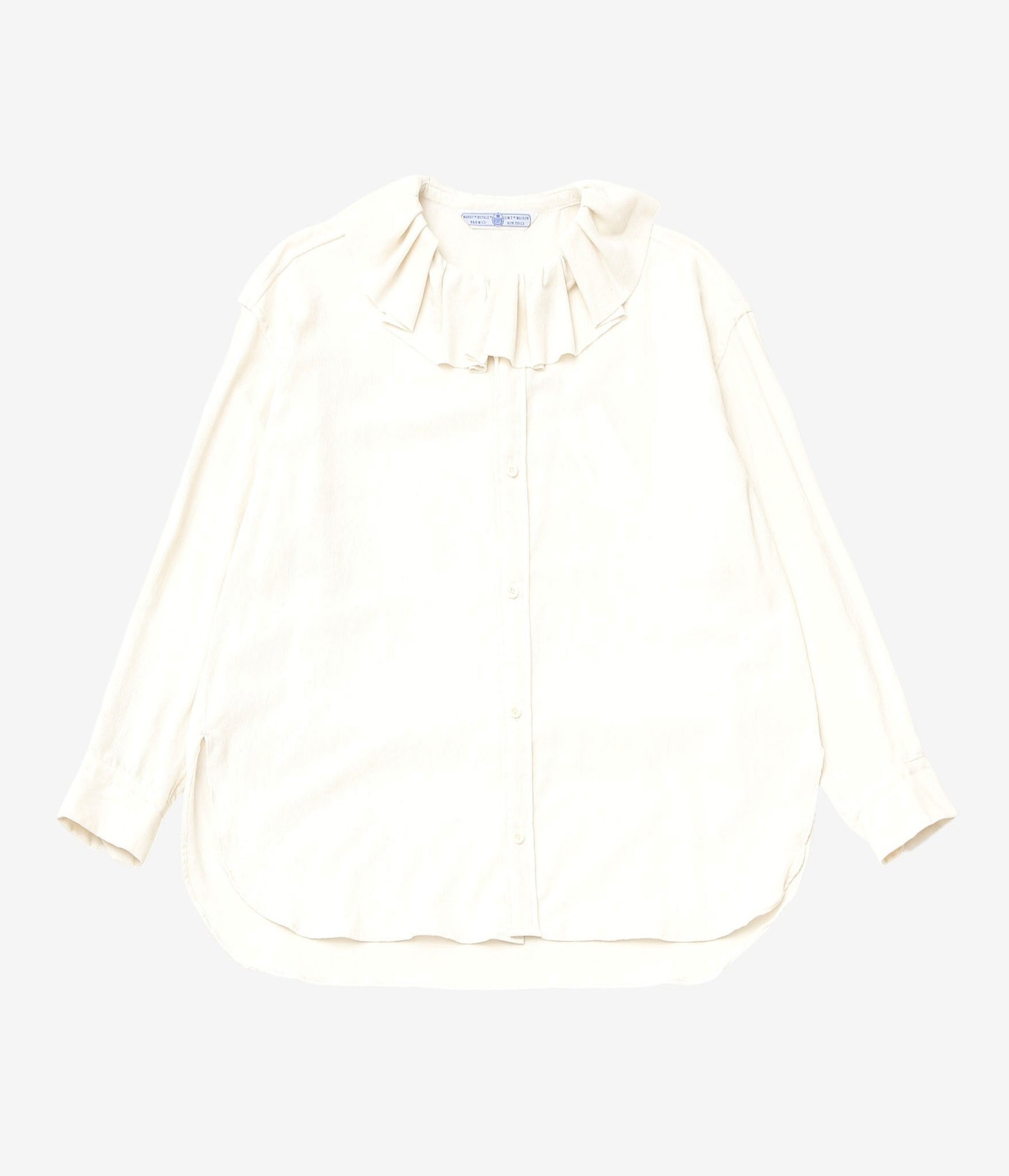 OLDMAN'S TAILOR ''C/RY シャツコール RUFFLE COLLAR BLOUSE'' (OFF WHITE)