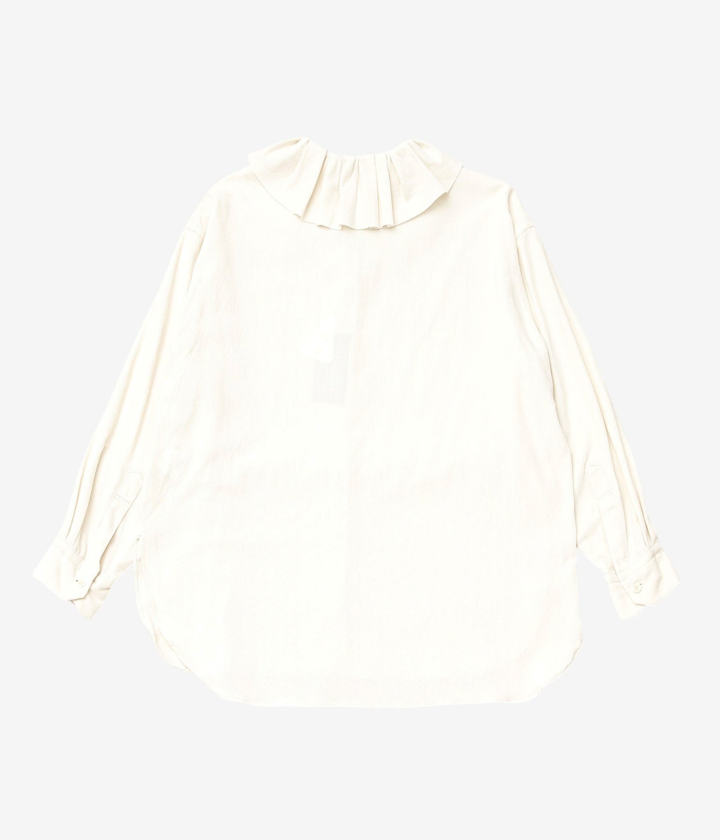 OLDMAN'S TAILOR ''C/RY シャツコール RUFFLE COLLAR BLOUSE'' (OFF WHITE)
