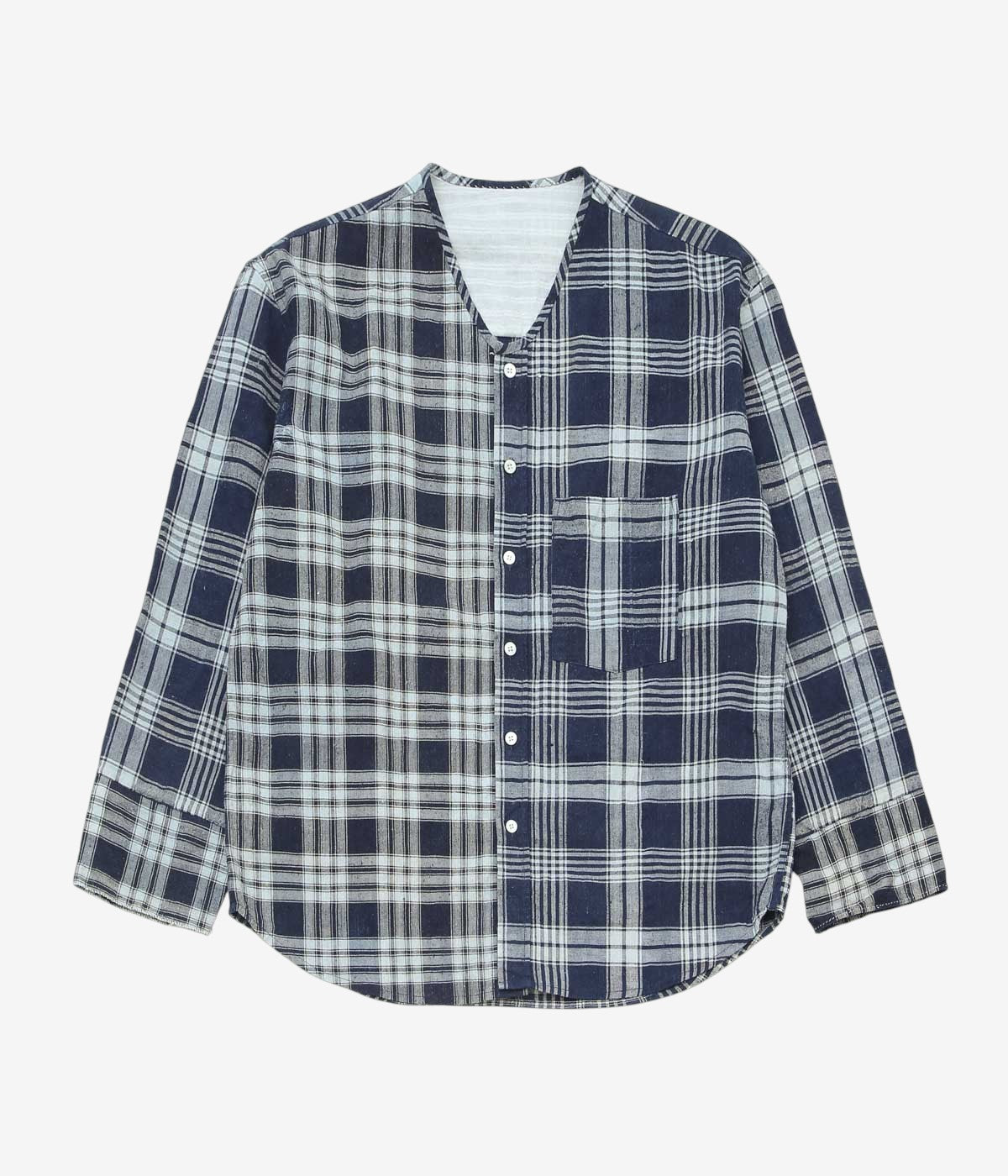 OLIVER CHURCH ''PATCHWORK SOFT SHIRT｜ANTIQUE KELSCH'' (NAVY CHECK MIX)