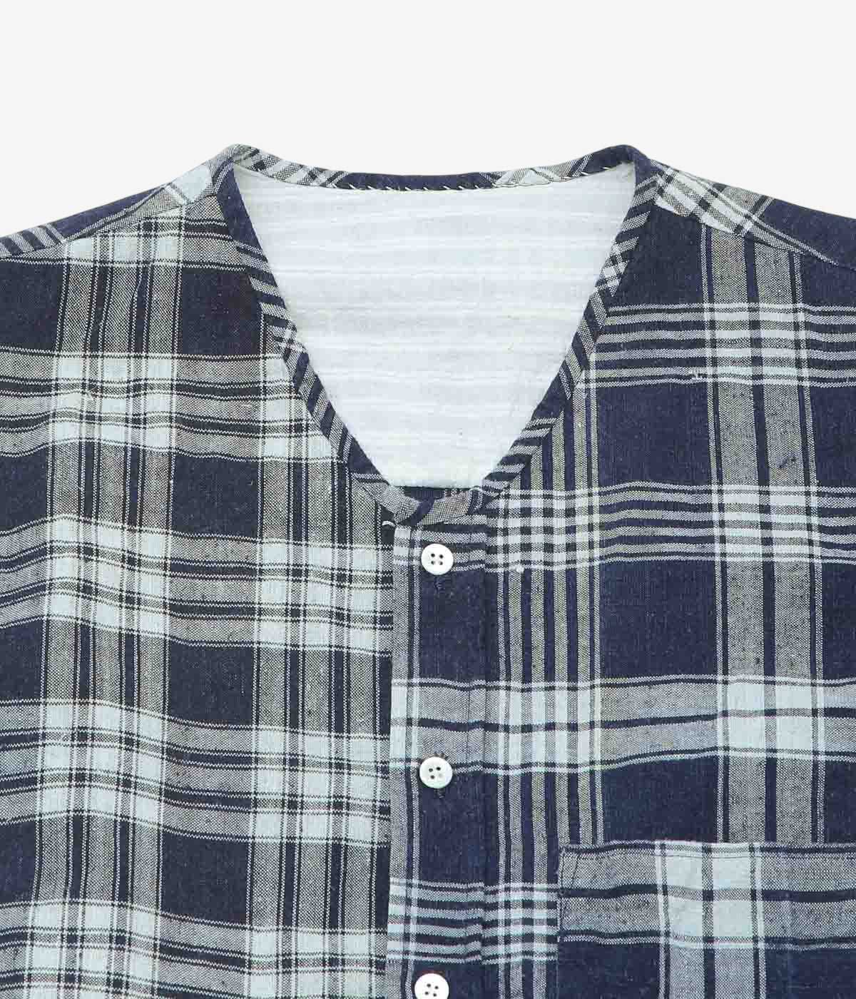 OLIVER CHURCH ''PATCHWORK SOFT SHIRT｜ANTIQUE KELSCH'' (NAVY CHECK MIX)