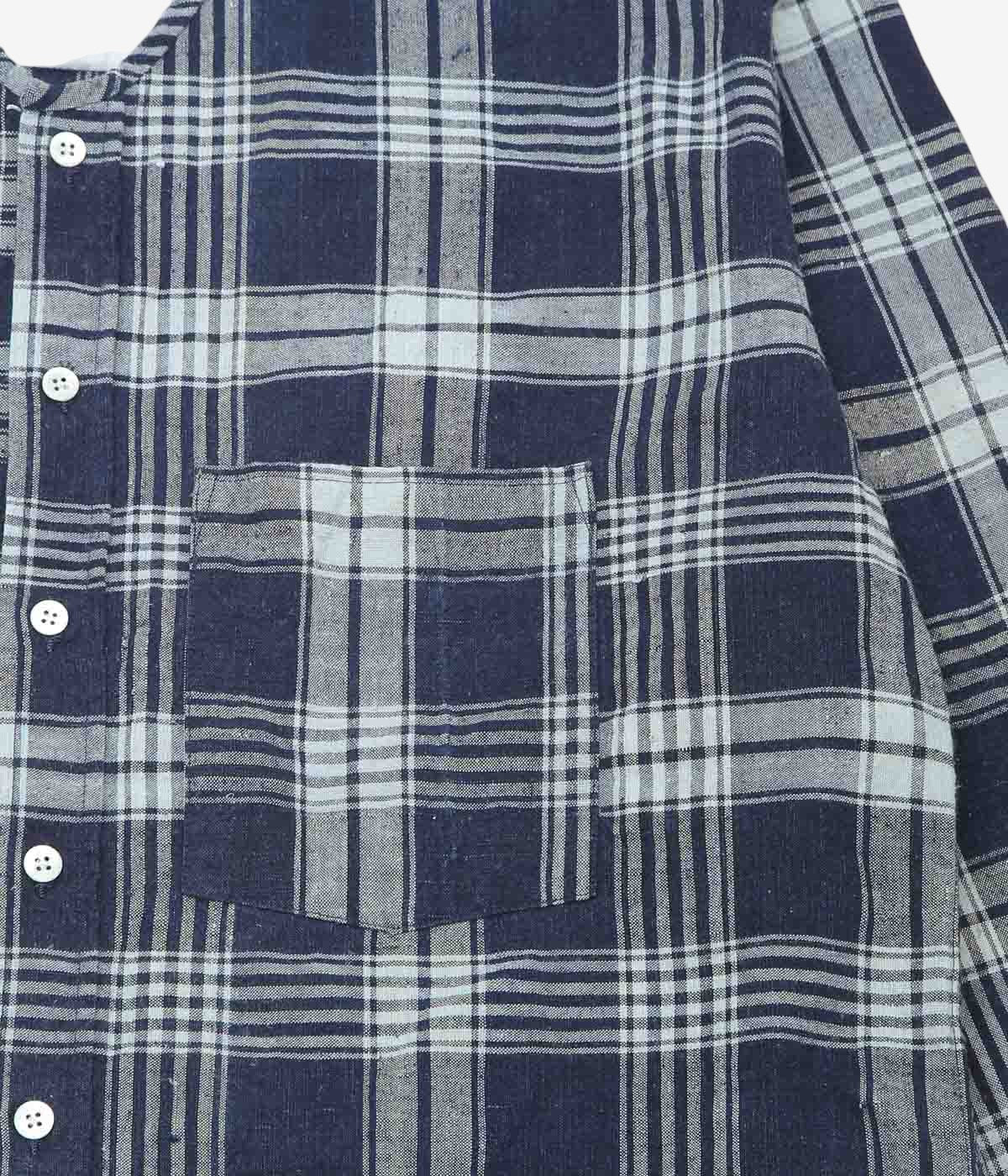 OLIVER CHURCH ''PATCHWORK SOFT SHIRT｜ANTIQUE KELSCH'' (NAVY CHECK MIX)