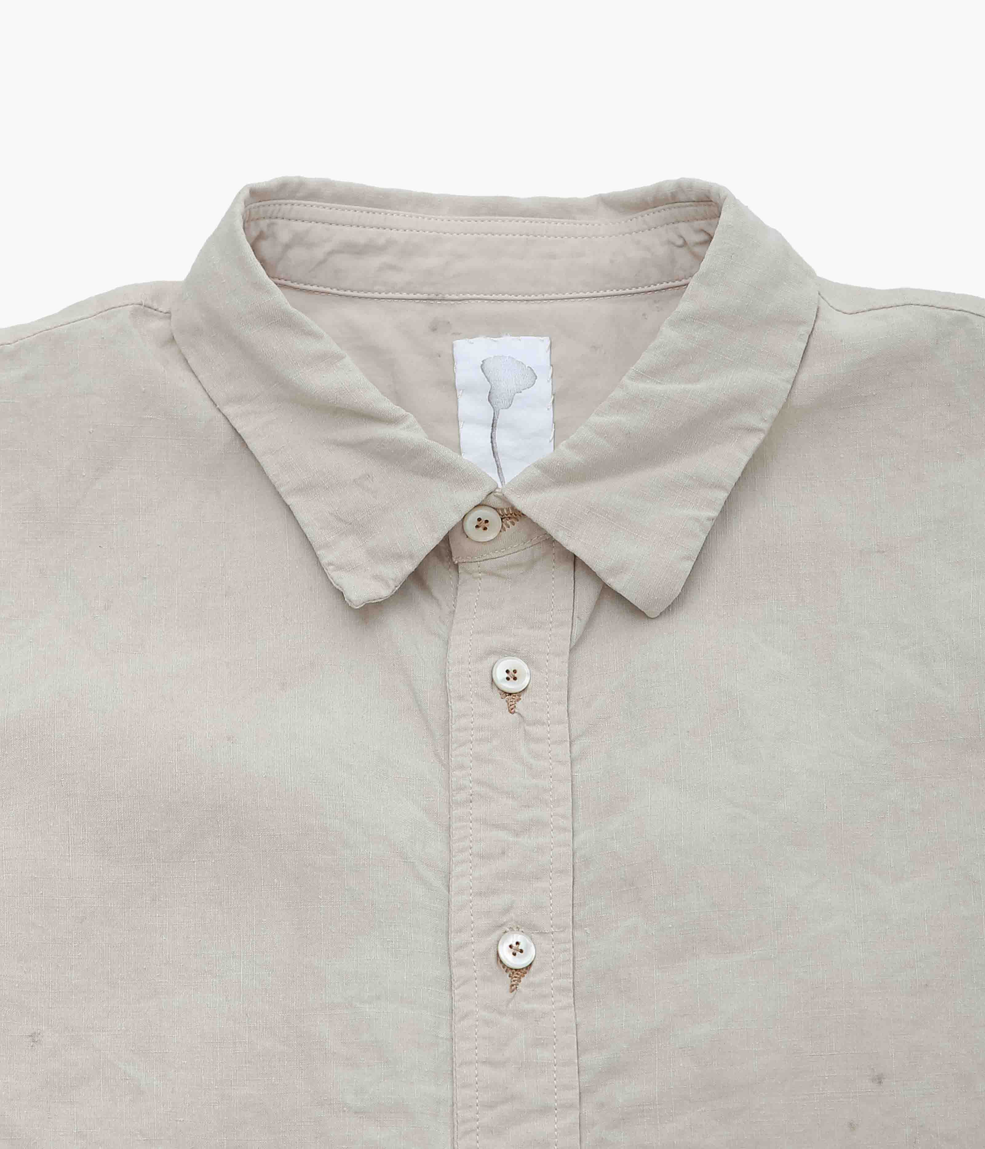 OLIVER CHURCH ''SCALLOPED SHIRT｜FRENCH ANTIQUE LINEN'' (HAZELNUT