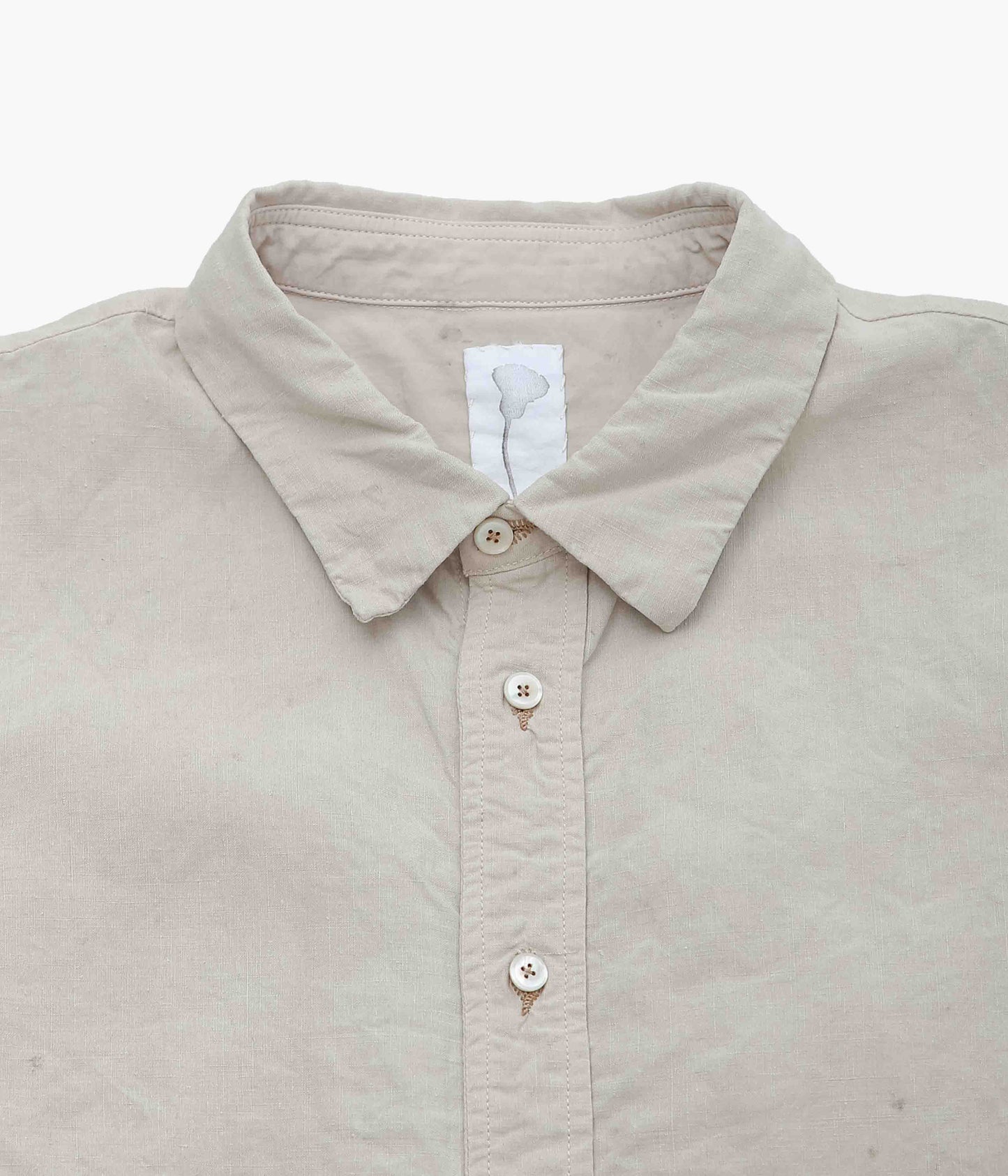 OLIVER CHURCH ''SCALLOPED SHIRT | FRENCH ANTIQUE LINEN'' (HAZELNUT / WALNUT)