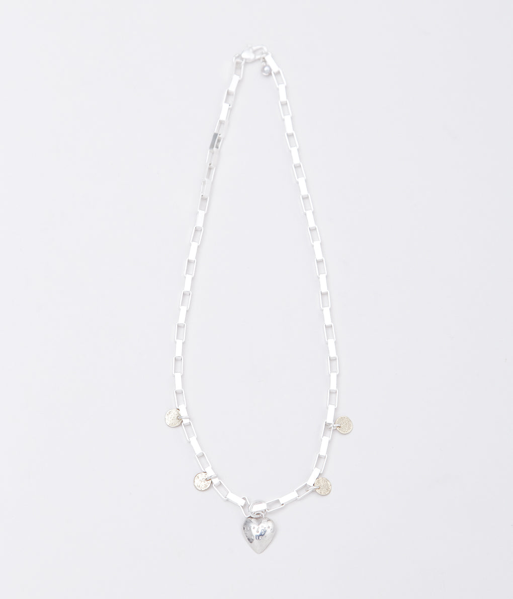 ORNAMENT&amp;CRIME ''HEART CHARM CHUNKY CHOKER'' (STERLING SILVER/BRASS)