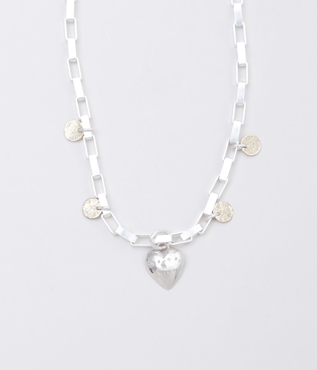 ORNAMENT&amp;CRIME ''HEART CHARM CHUNKY CHOKER'' (STERLING SILVER/BRASS)