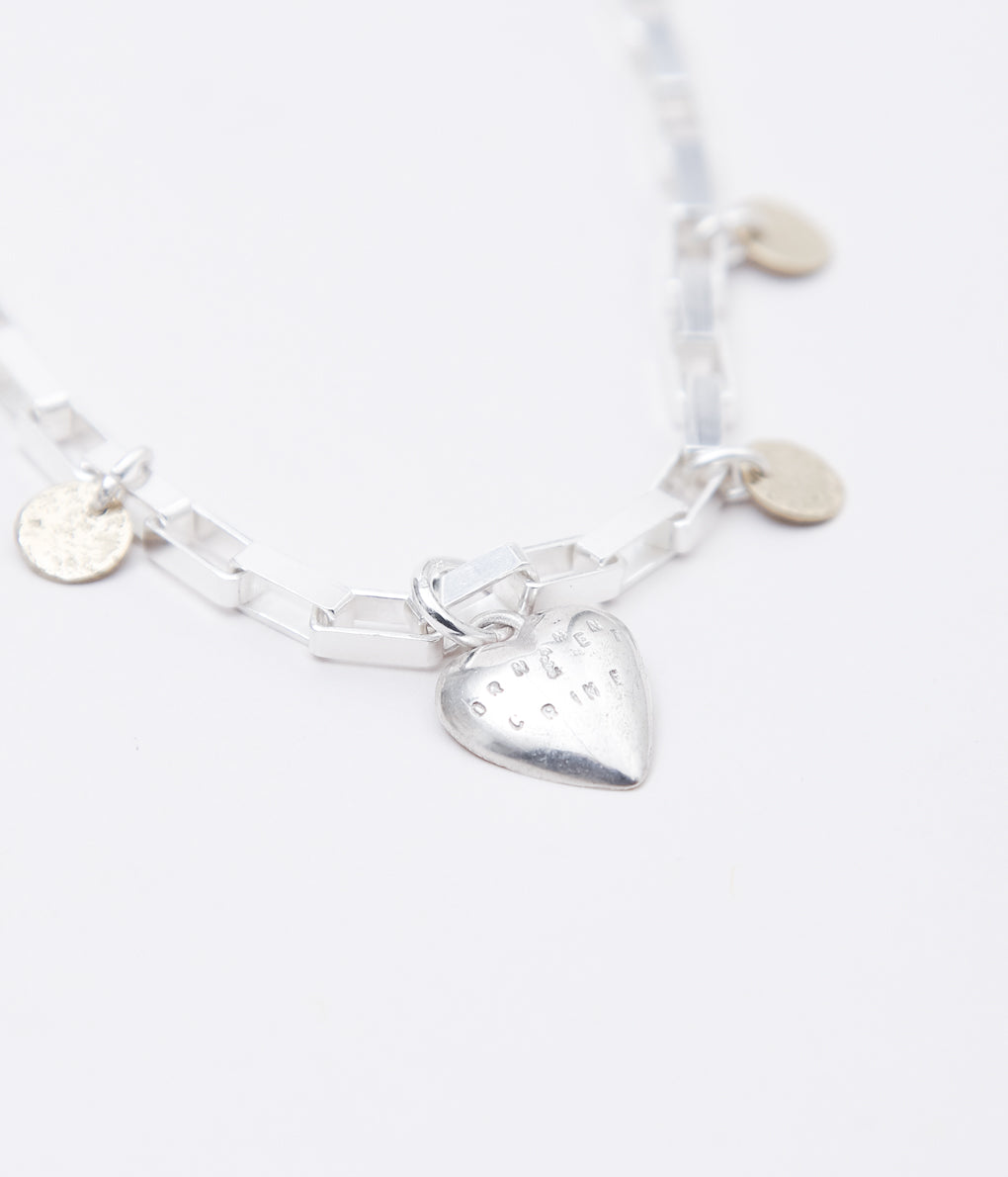 ORNAMENT&CRIME ''HEART CHARM CHUNKY CHOKER'' (STERLING SILVER/BRASS)