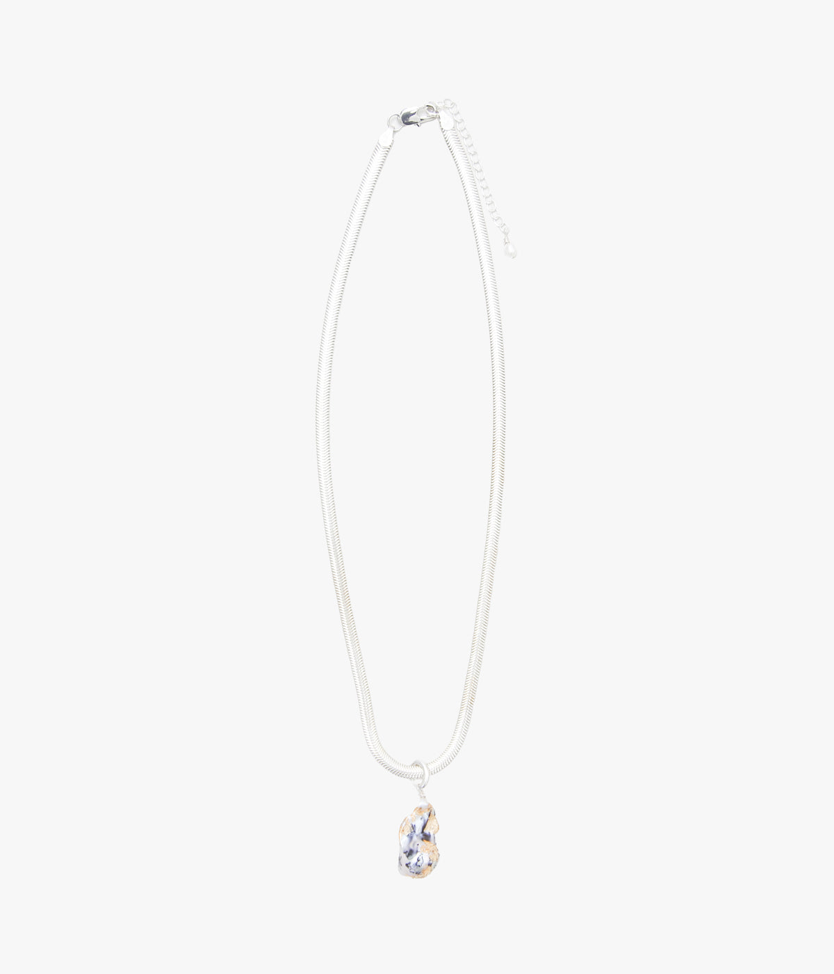 ORNAMENT&CRIME "BIG PEARL HAND DRAWING SNAKE CHAIN NECKLACE" (SILVER/BRASS)