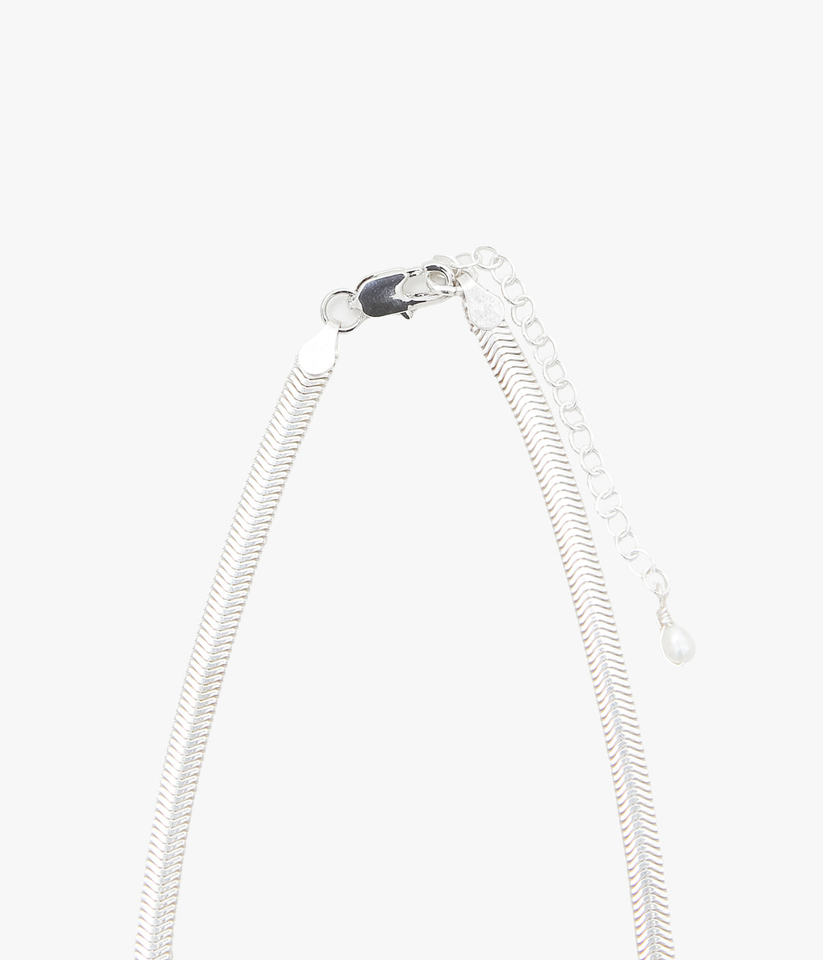 ORNAMENT&CRIME "BIG PEARL HAND DRAWING SNAKE CHAIN NECKLACE" (SILVER/BRASS)