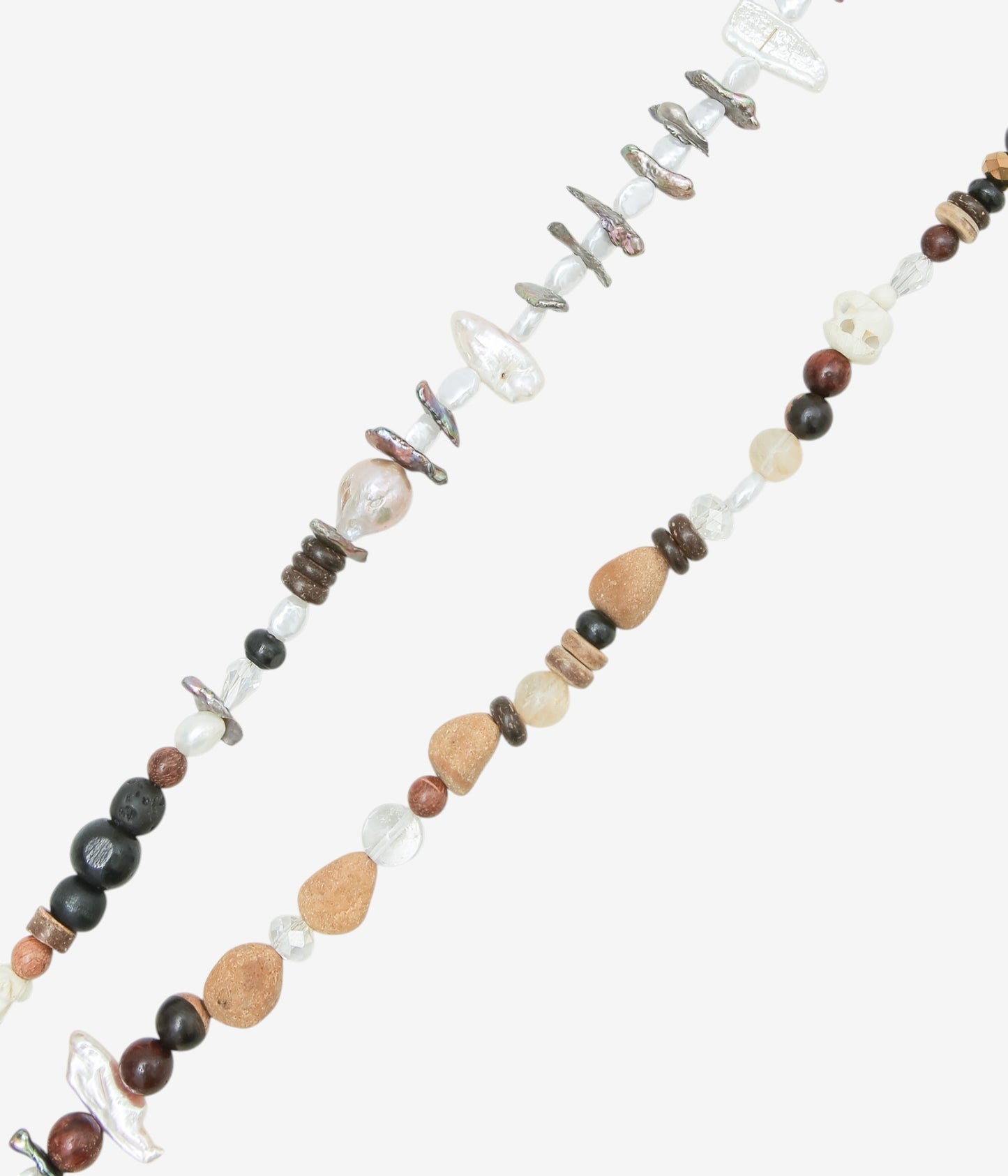 ORNAMENT&CRIME ''EARTH BEADS PEARL NECKLACE/2'' (PEALS/WOODS/STONES/SILVER)