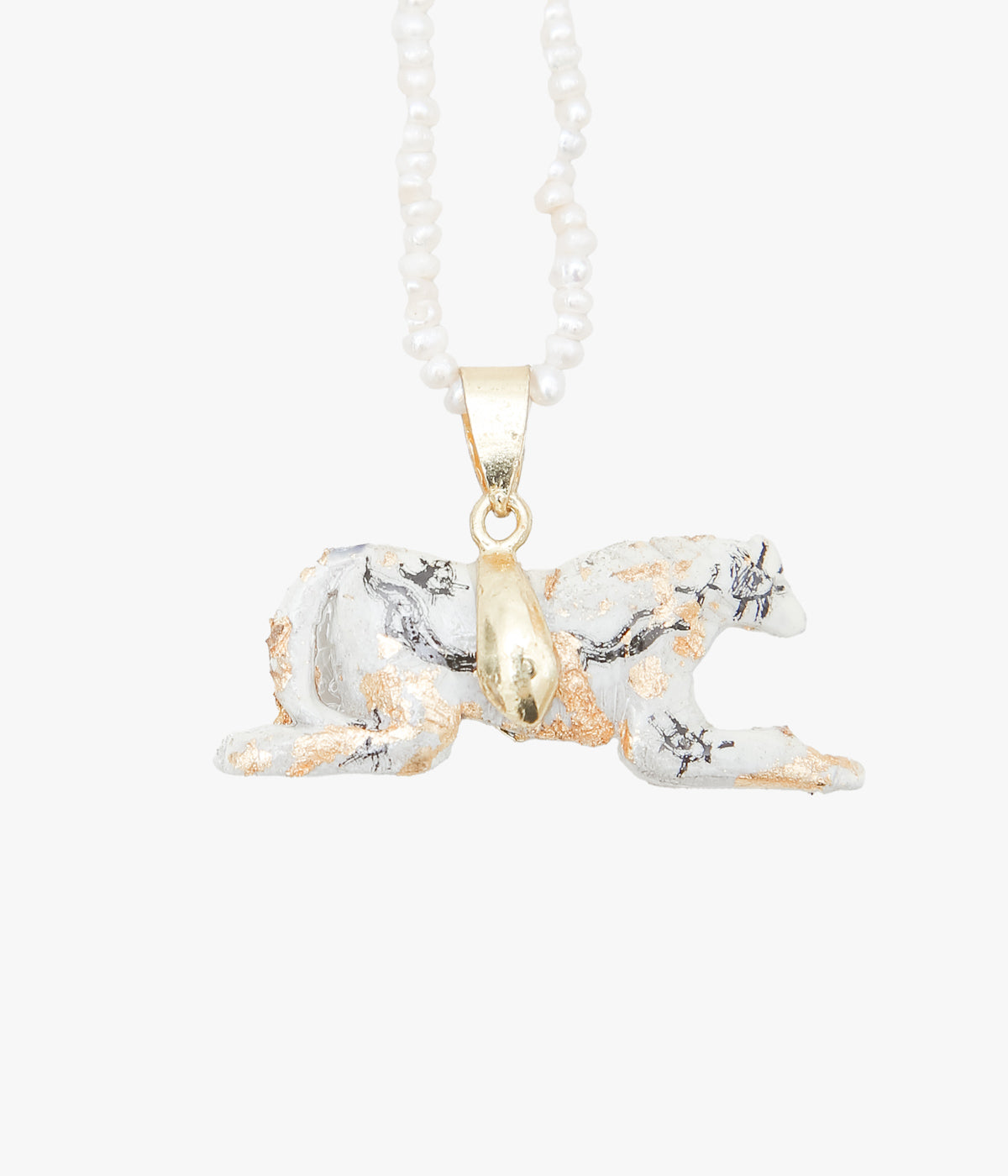 ORNAMENT&CRIME "O&C PEARL CHAIN WITH HORSE CHARM" (PEARL/BRASS/SILVER)