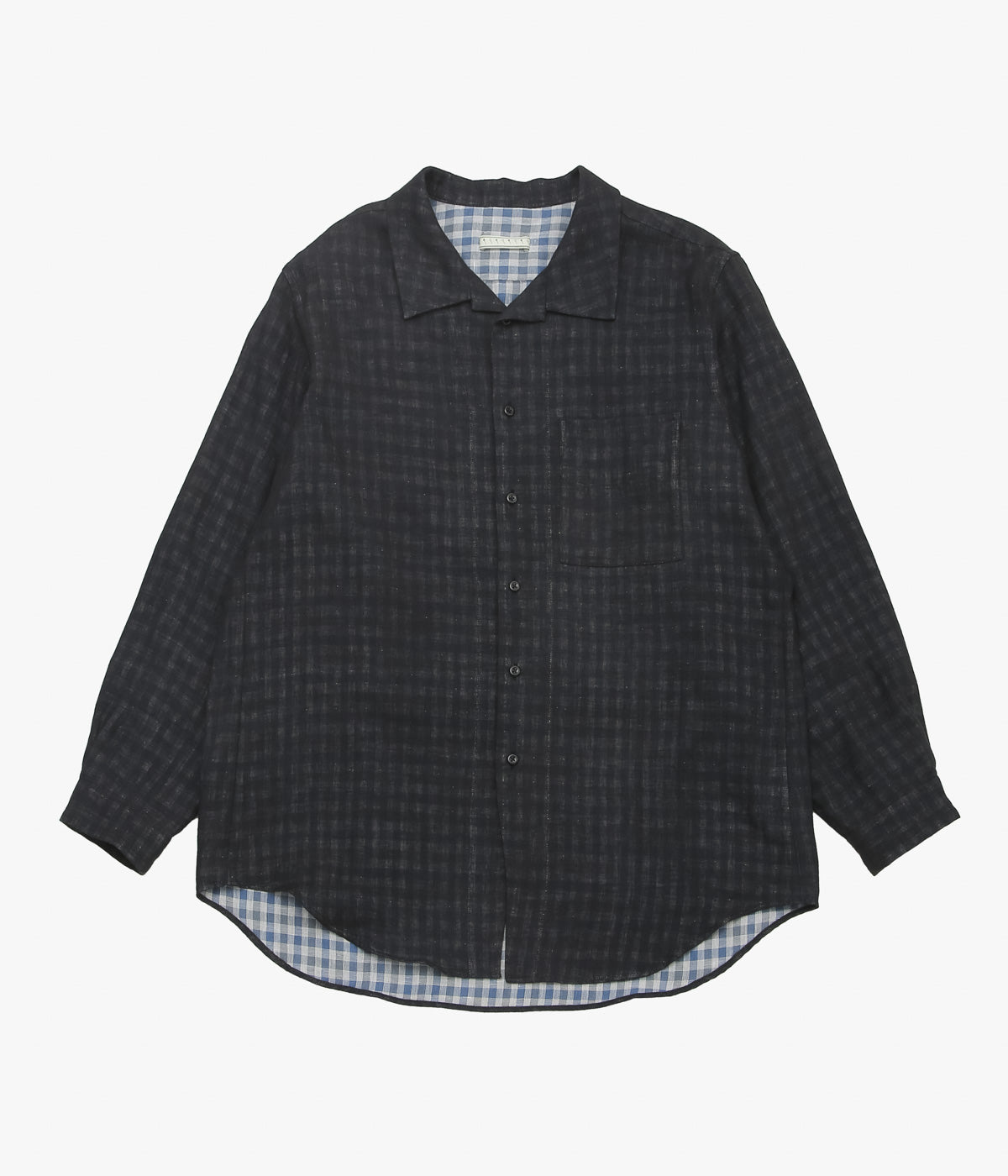 GORSCH ''DOUBLE SIDED GAUZE BREATH COLLAR SHIRT'' (BLACK CHECK)