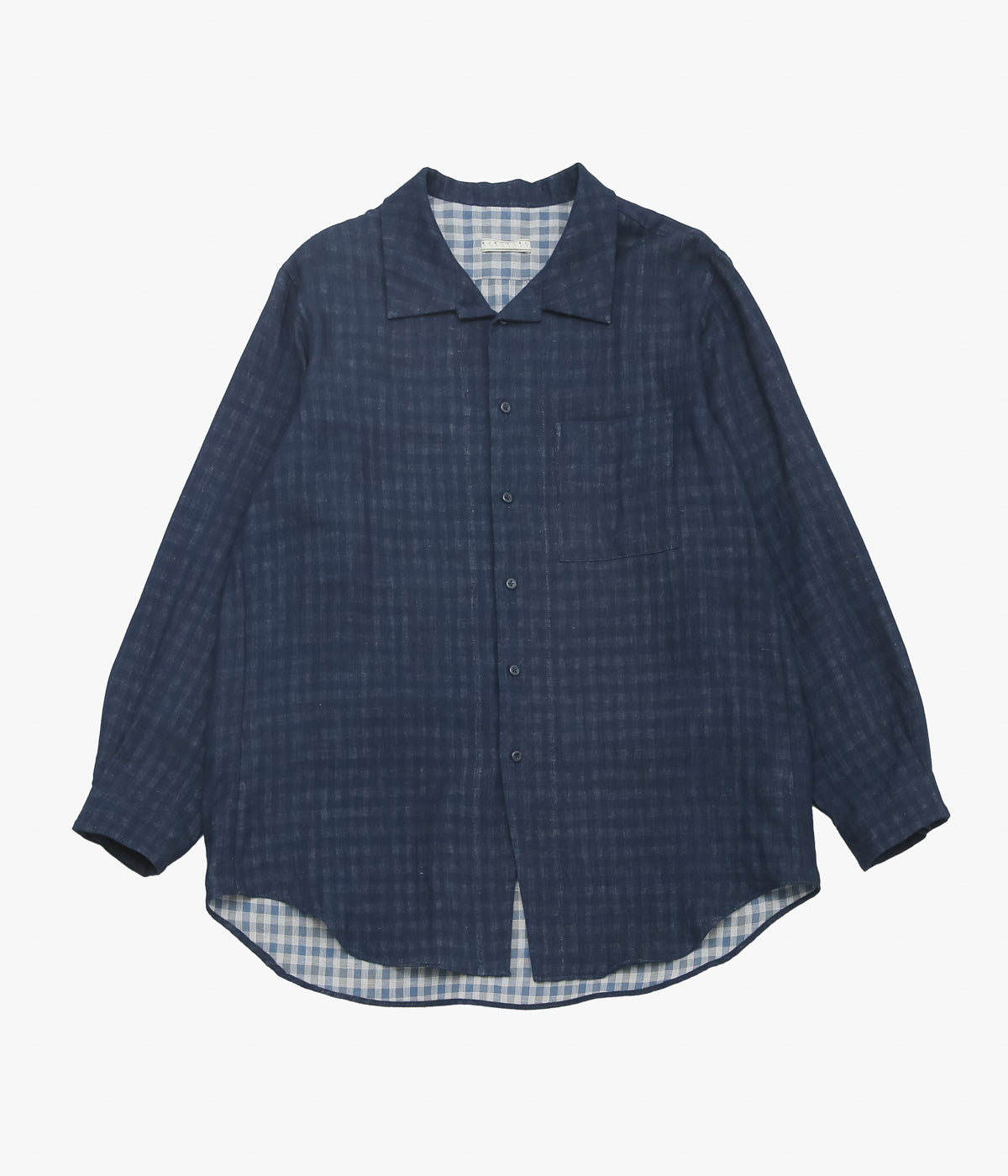 GORSCH ''DOUBLE SIDED GAUZE BREATH COLLAR SHIRT'' (NAVY CHECK)