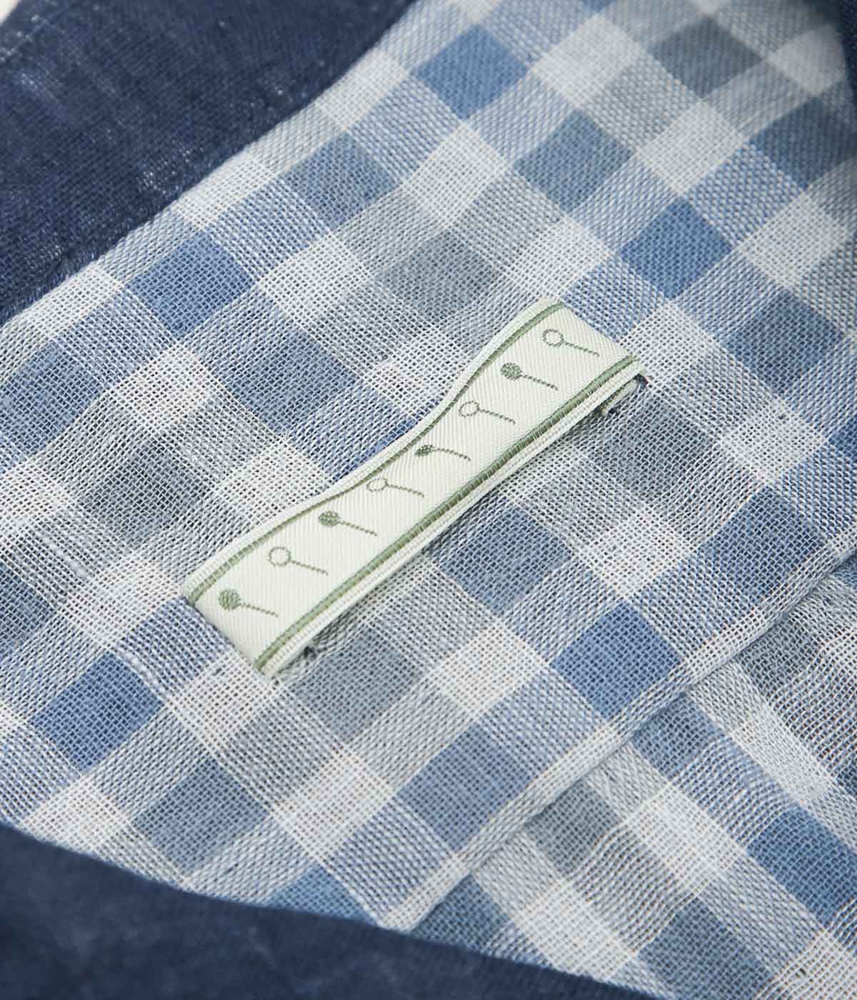 GORSCH ''DOUBLE SIDED GAUZE BREATH COLLAR SHIRT'' (NAVY CHECK)