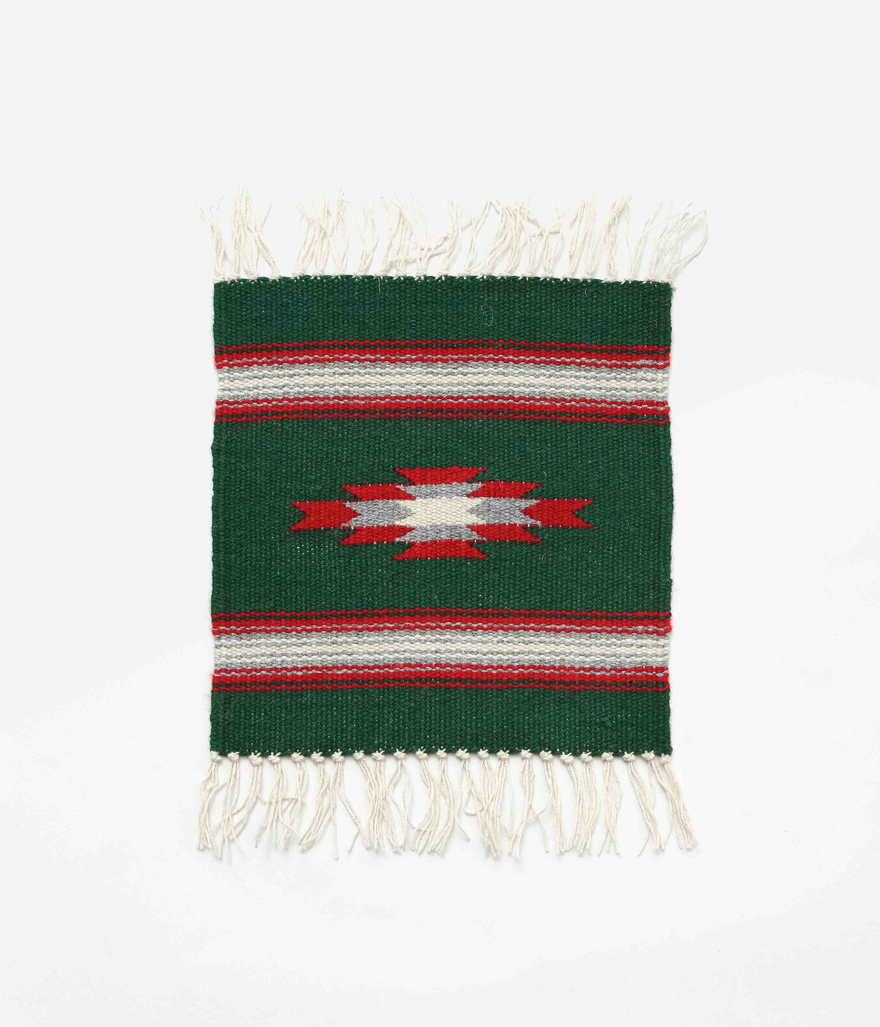 ORTEGA'S ''CHIMAYO RUG SQUARE 26×24cm'' (FOREST×RED) – THE STORE BY MAIDENS