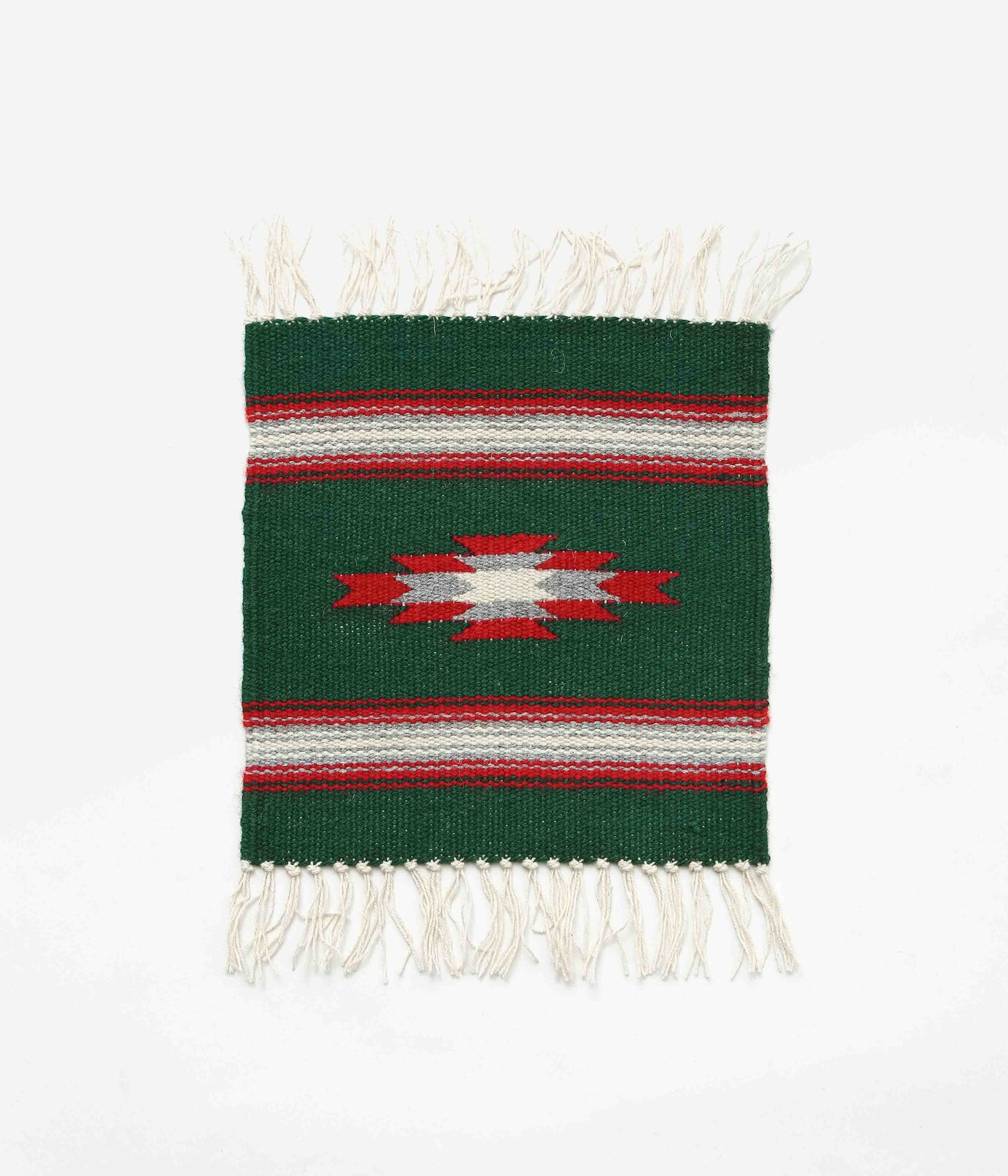 ORTEGA 'S ''CHIMAYO RUG SQUARE 26 × 24cm ''(FOREST × RED)