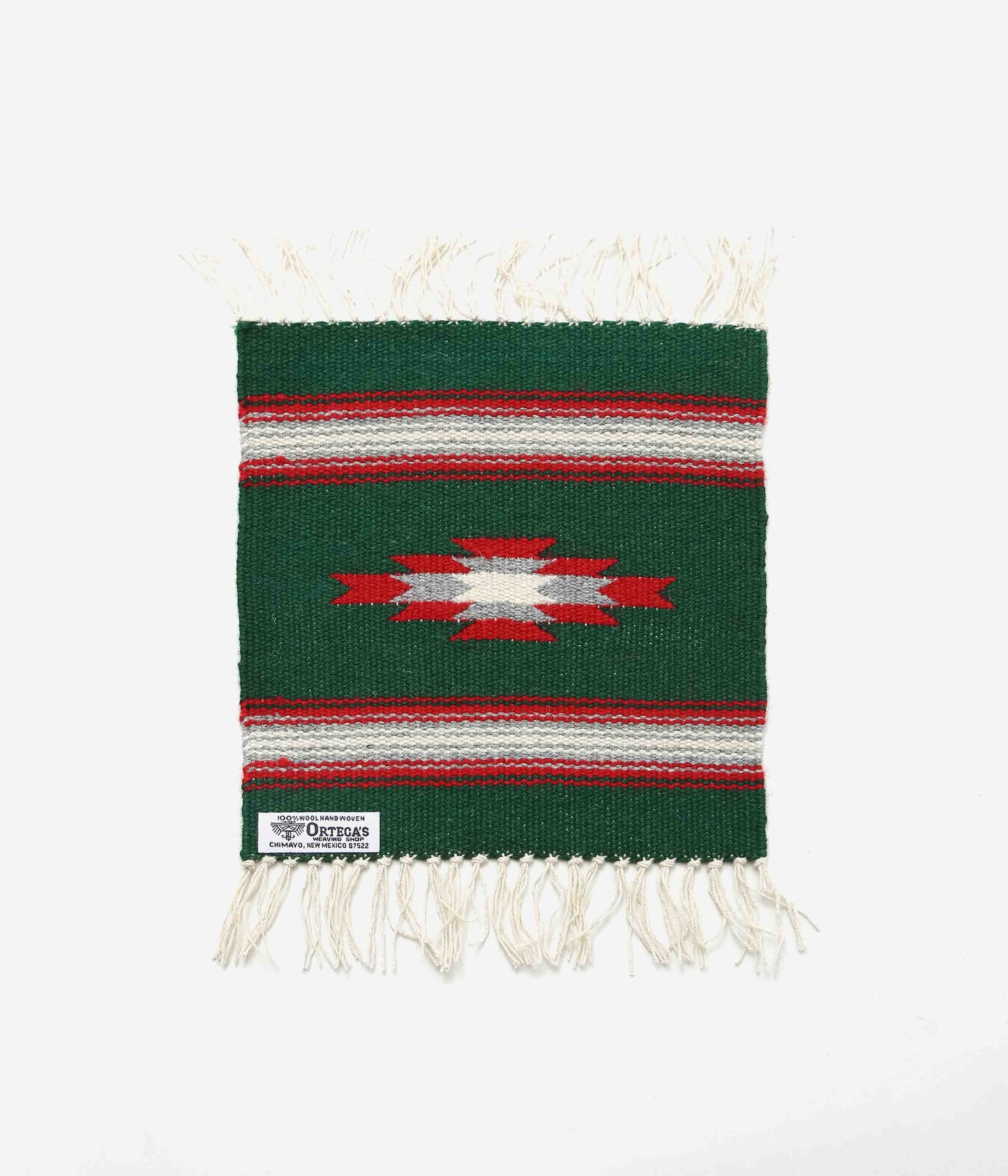 ORTEGA 'S ''CHIMAYO RUG SQUARE 26 × 24cm ''(FOREST × RED)