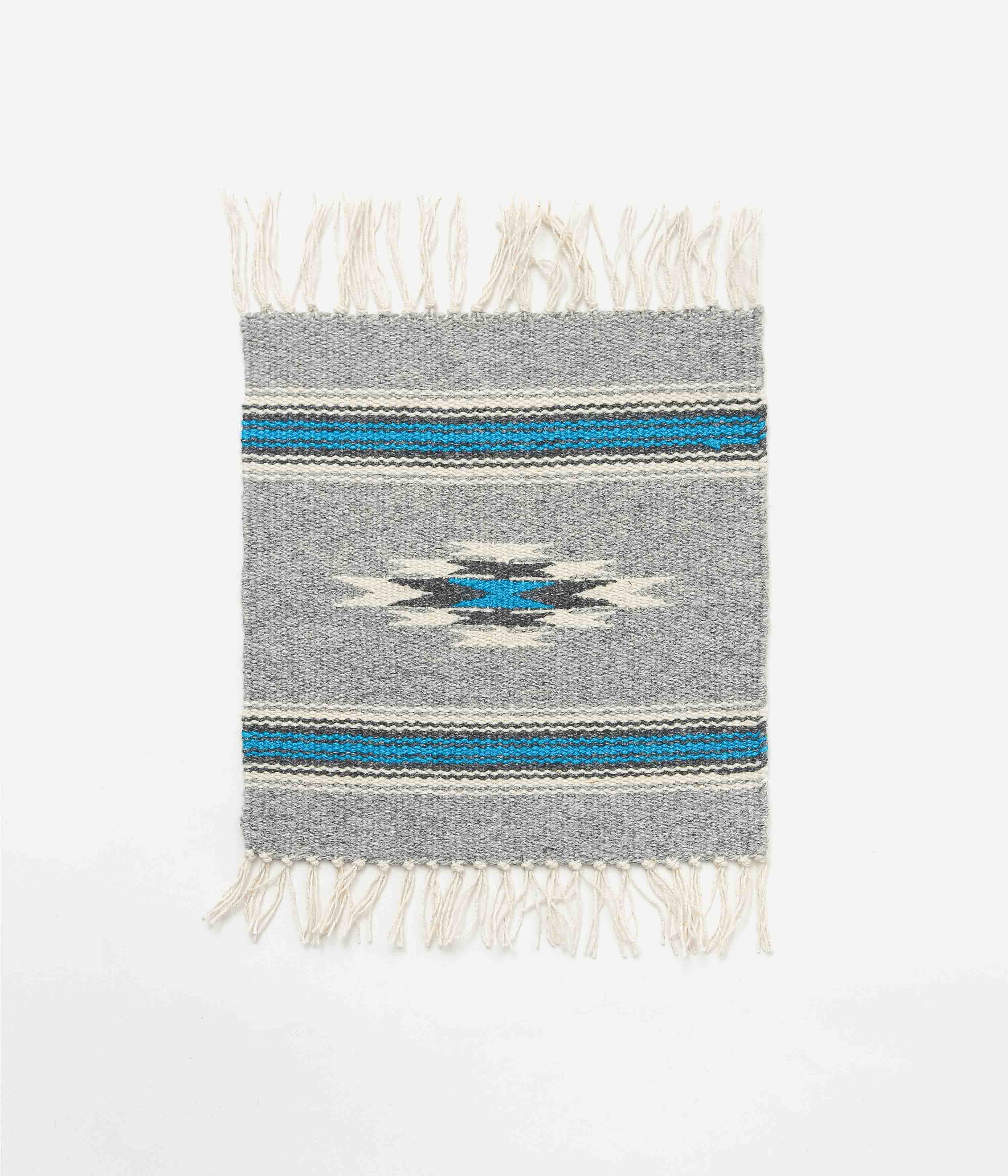 ORTEGA'S ''CHIMAYO RUG SQUARE 26×24cm'' (GREY×BLUE) – THE STORE BY MAIDENS