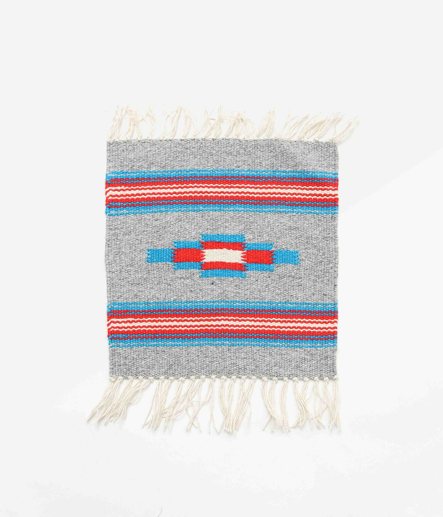 ORTEGA'S ''CHIMAYO RUG SQUARE 26×24cm'' (GREY×BLUE×RED)
