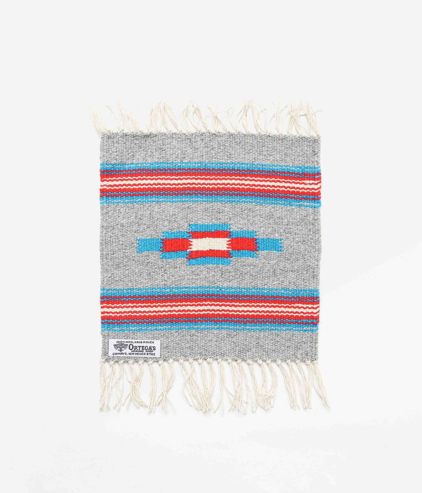 ORTEGA'S ''CHIMAYO RUG SQUARE 26×24cm'' (GREY×BLUE×RED)