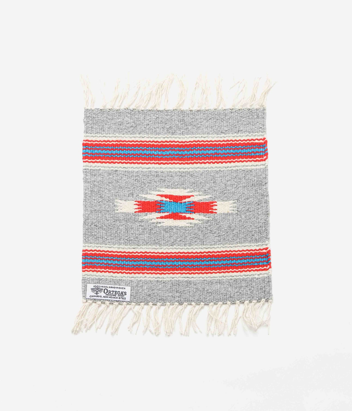 ORTEGA'S ''CHIMAYO RUG SQUARE 26×24cm'' (GREY×RED×NATURAL)